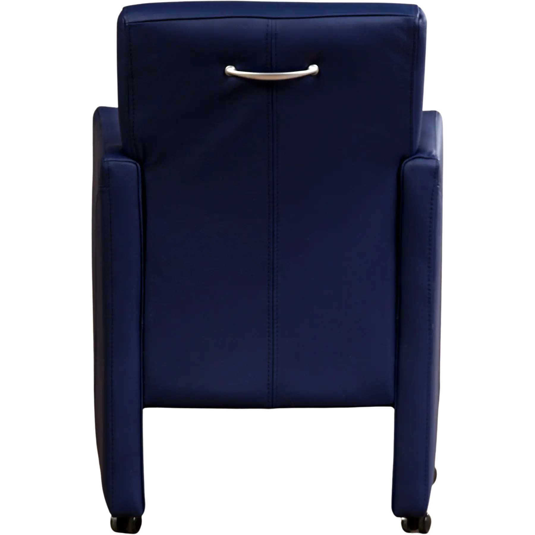 afbeelding van Leren eetkamerstoel Pleasure - Toledo Kobalt (blauw) - Met handgreep RVS