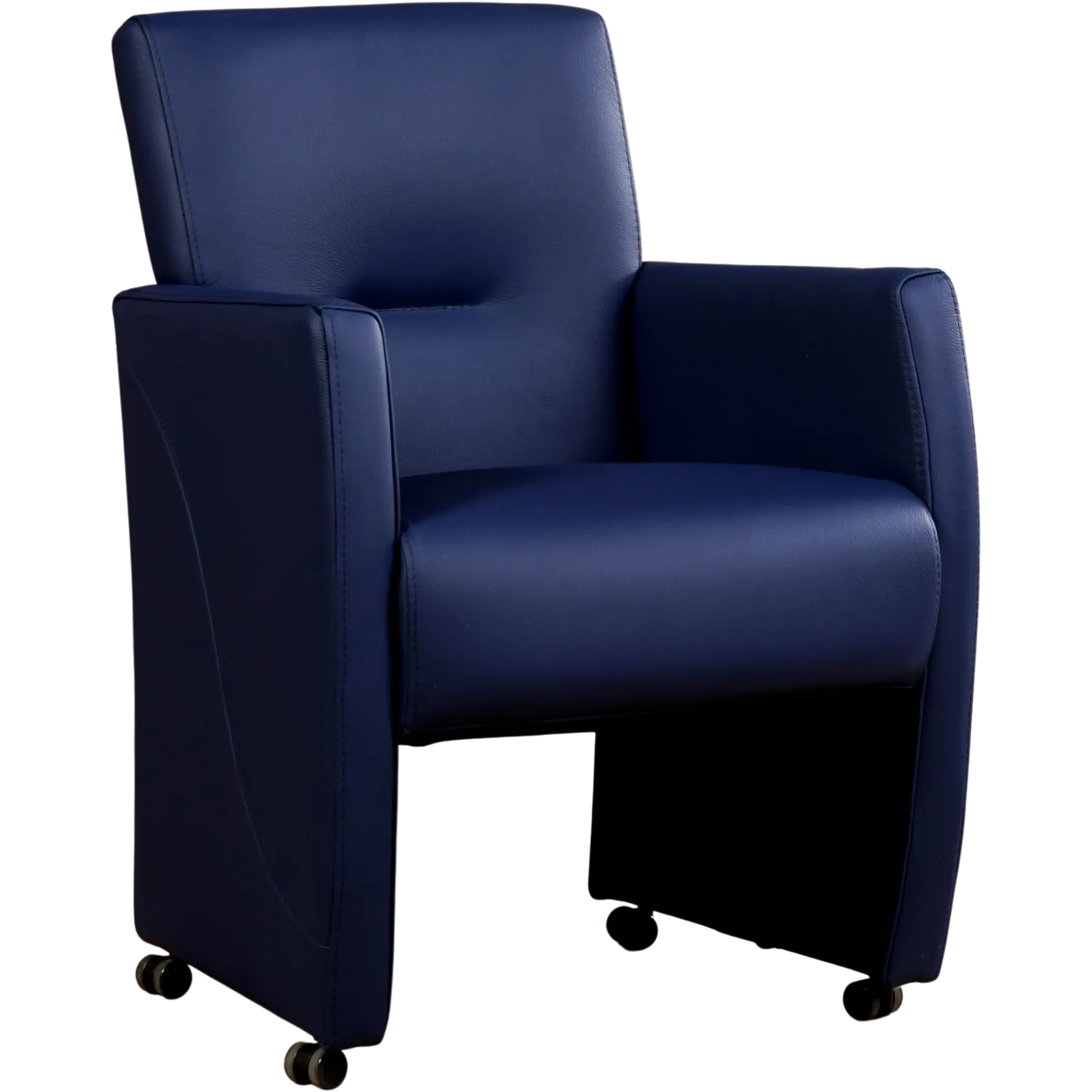 afbeelding van Leren eetkamerstoel Pleasure - Toledo Kobalt (blauw) - Met handgreep zwart