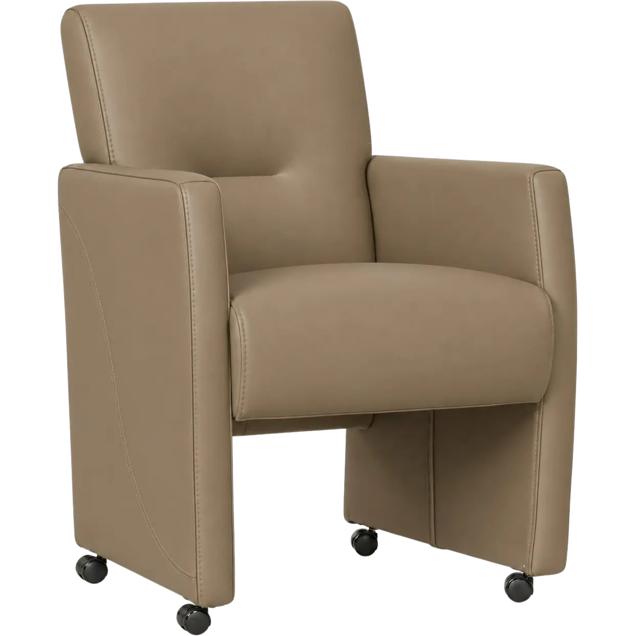 afbeelding van Leren eetkamerstoel Pleasure - Toledo Mocca (taupe/bruin) - Zonder handgreep