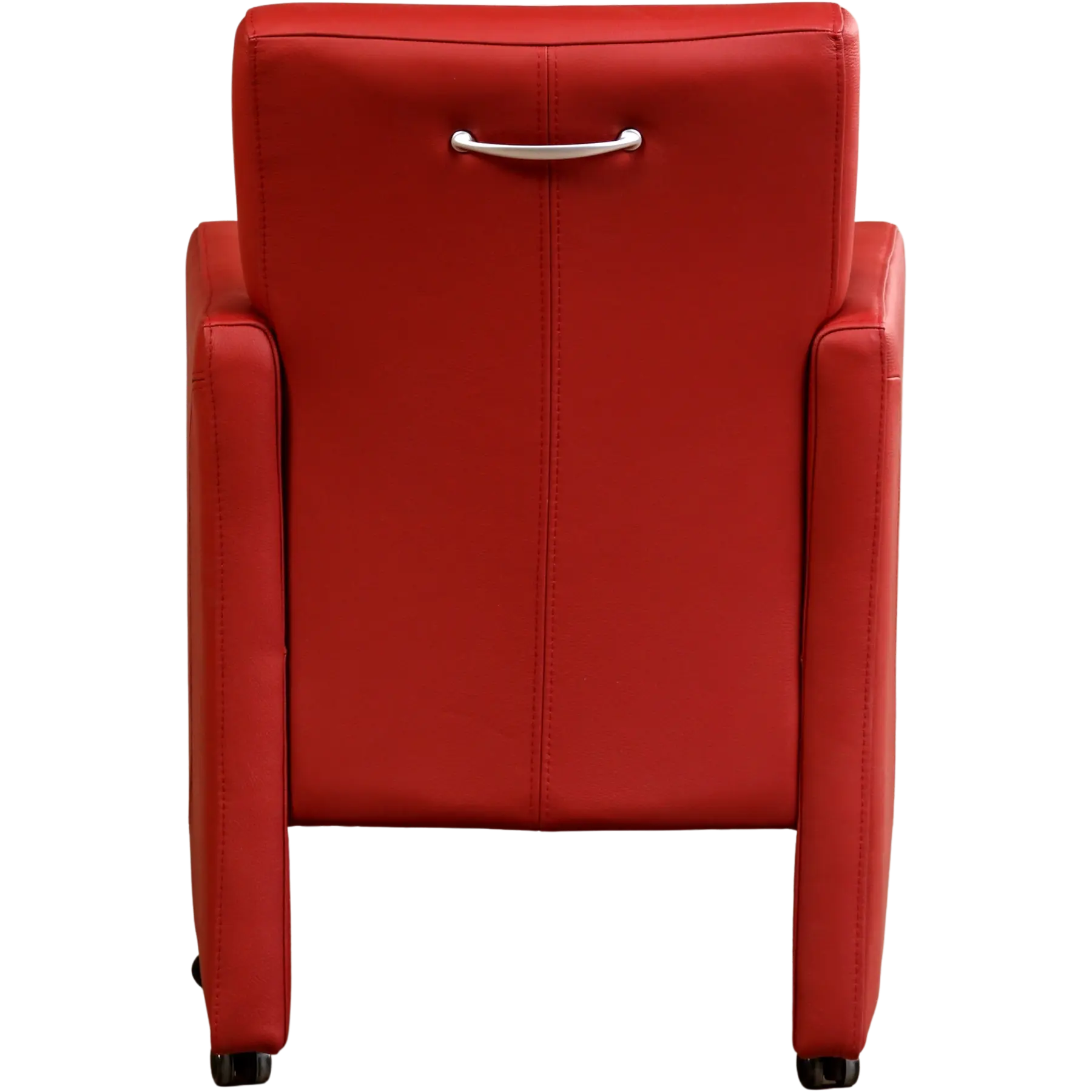 afbeelding van Leren eetkamerstoel Pleasure - Toledo Red (rood) - Met handgreep RVS