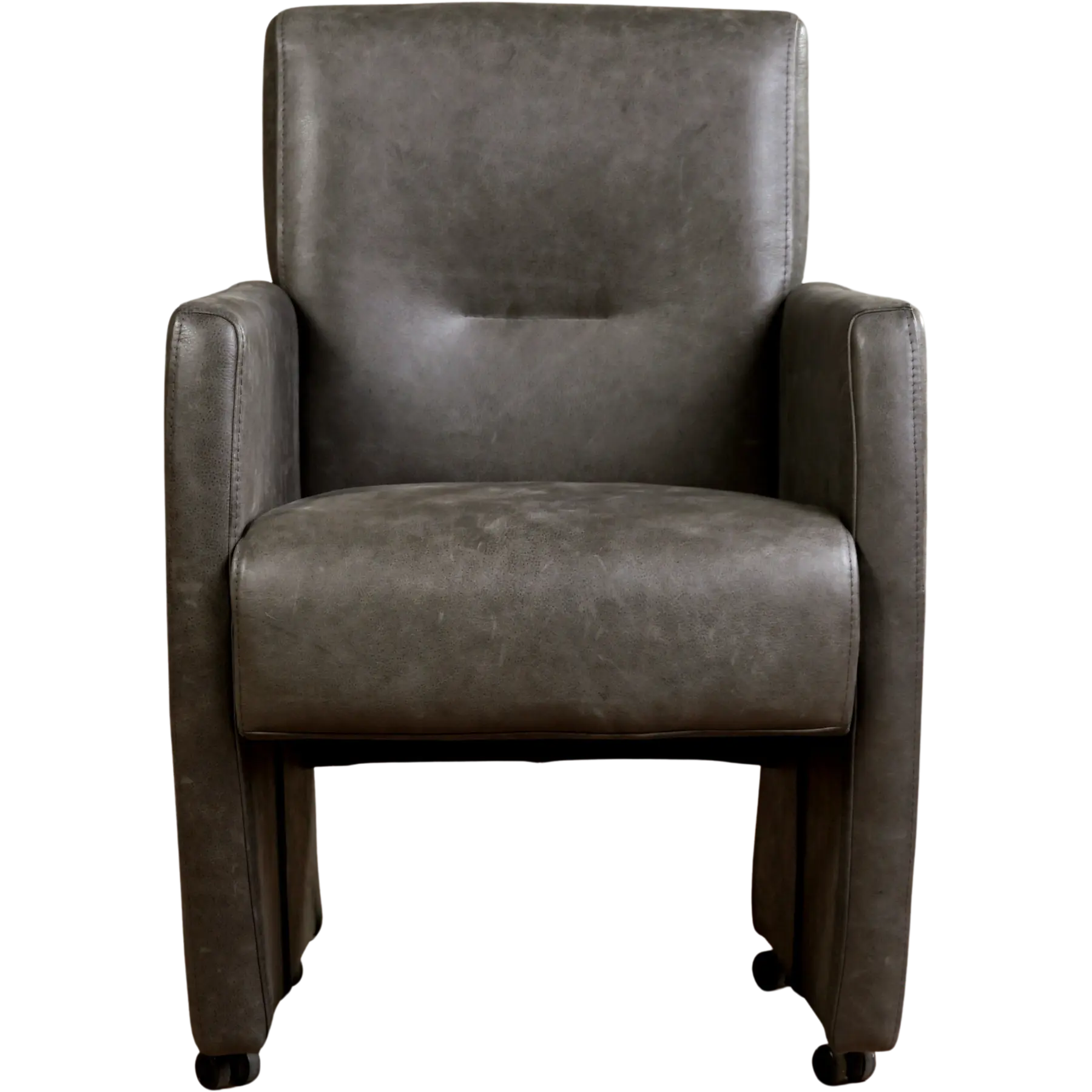 afbeelding van Leren eetkamerstoel Pleasure - Vintage Grey (grijs) - Met handgreep RVS