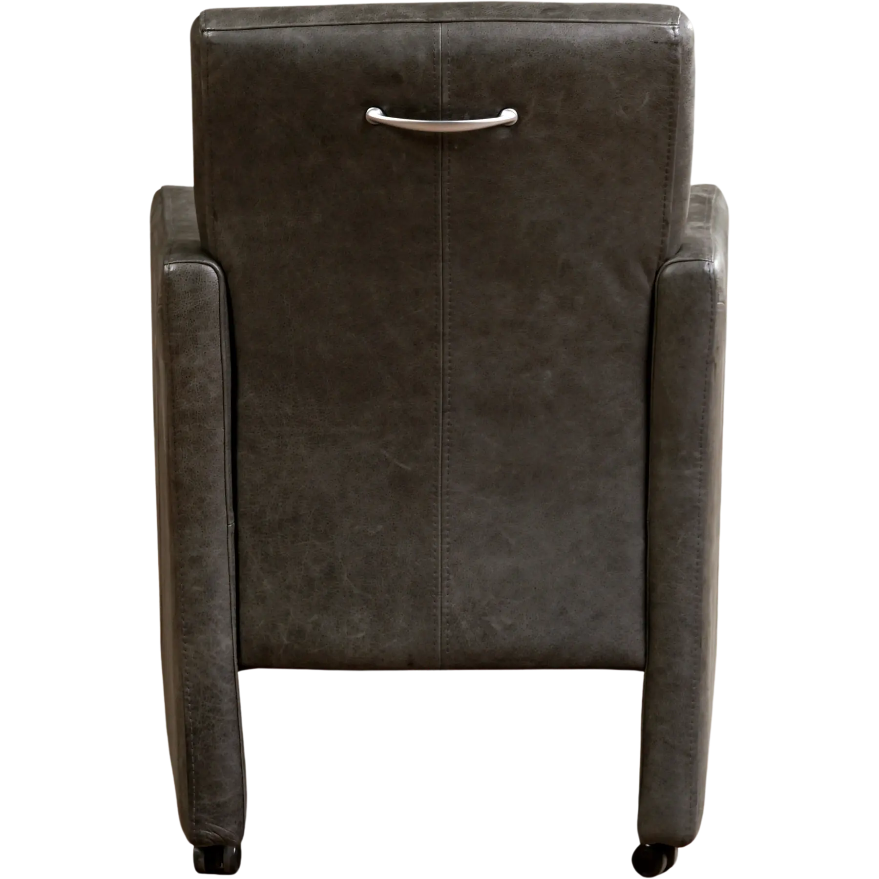 afbeelding van Leren eetkamerstoel Pleasure - Vintage Grey (grijs) - Met handgreep RVS