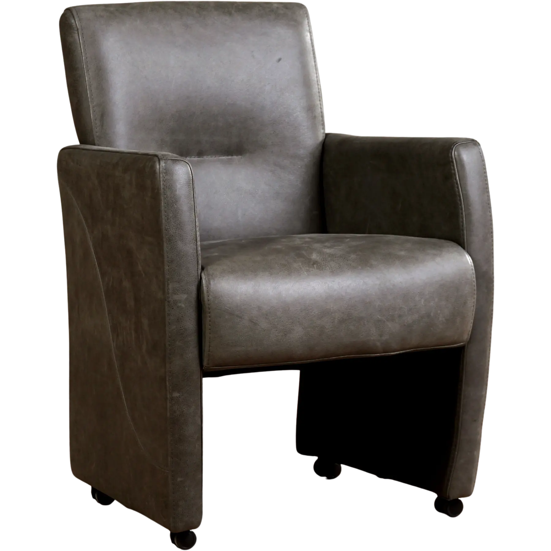 afbeelding van Leren eetkamerstoel Pleasure - Vintage Grey (grijs) - Met handgreep zwart