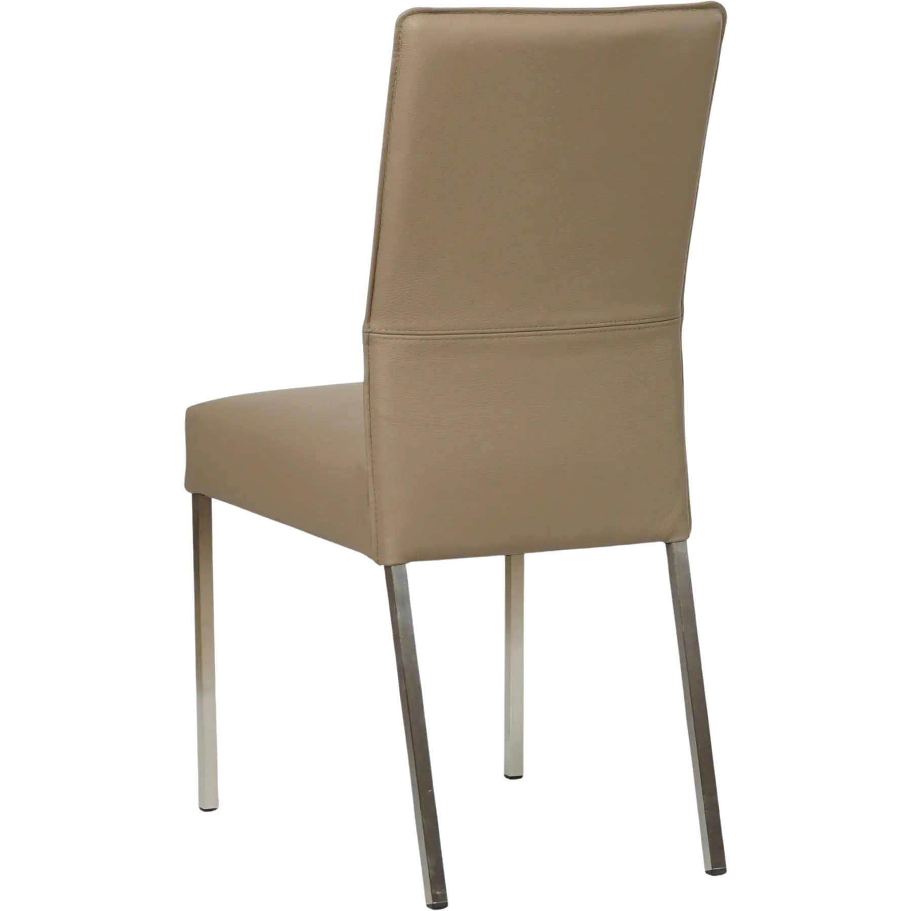 afbeelding van Leren eetkamerstoel Real - Hermes Mocca (taupe/bruin) - Poten staal vierkant RVS