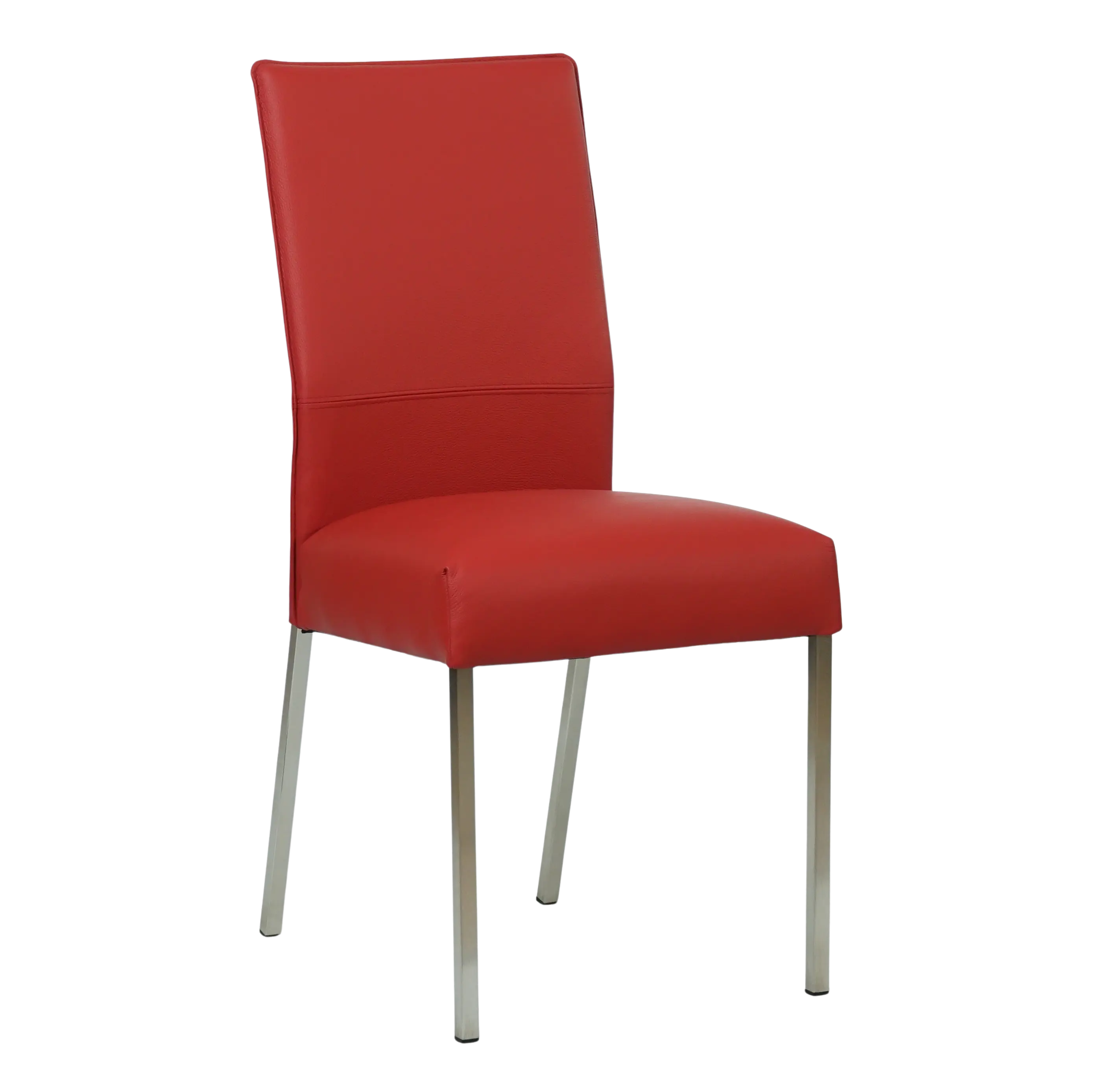 afbeelding van Leren eetkamerstoel Real - Toledo Ducati (rood) - Poten staal vierkant RVS