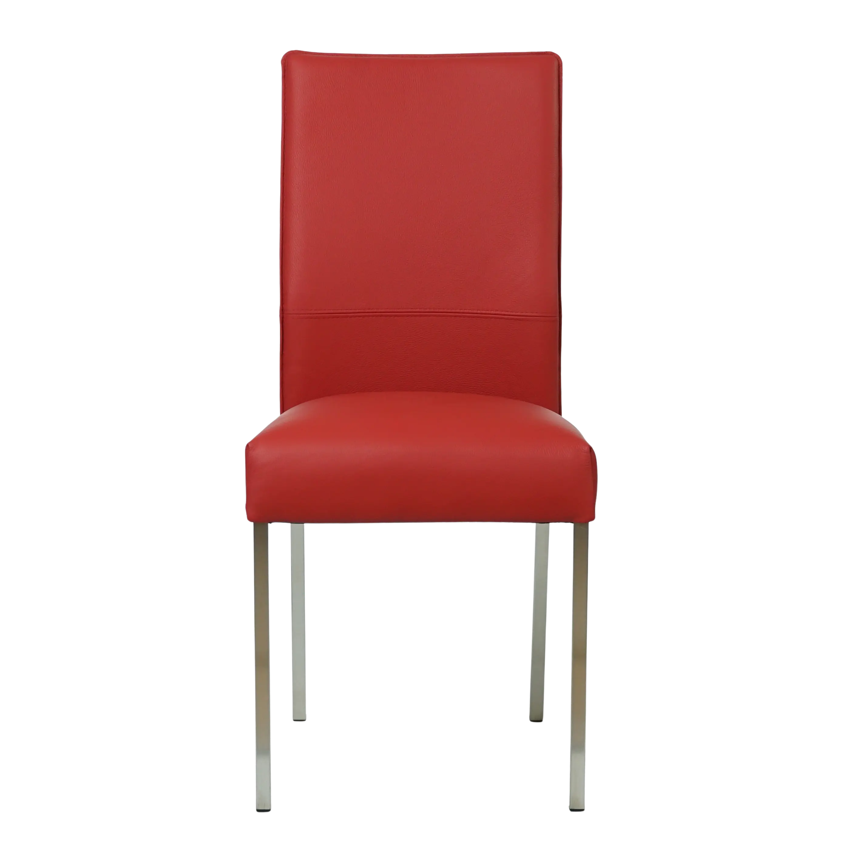 afbeelding van Leren eetkamerstoel Real - Toledo Ducati (rood) - Poten staal vierkant RVS