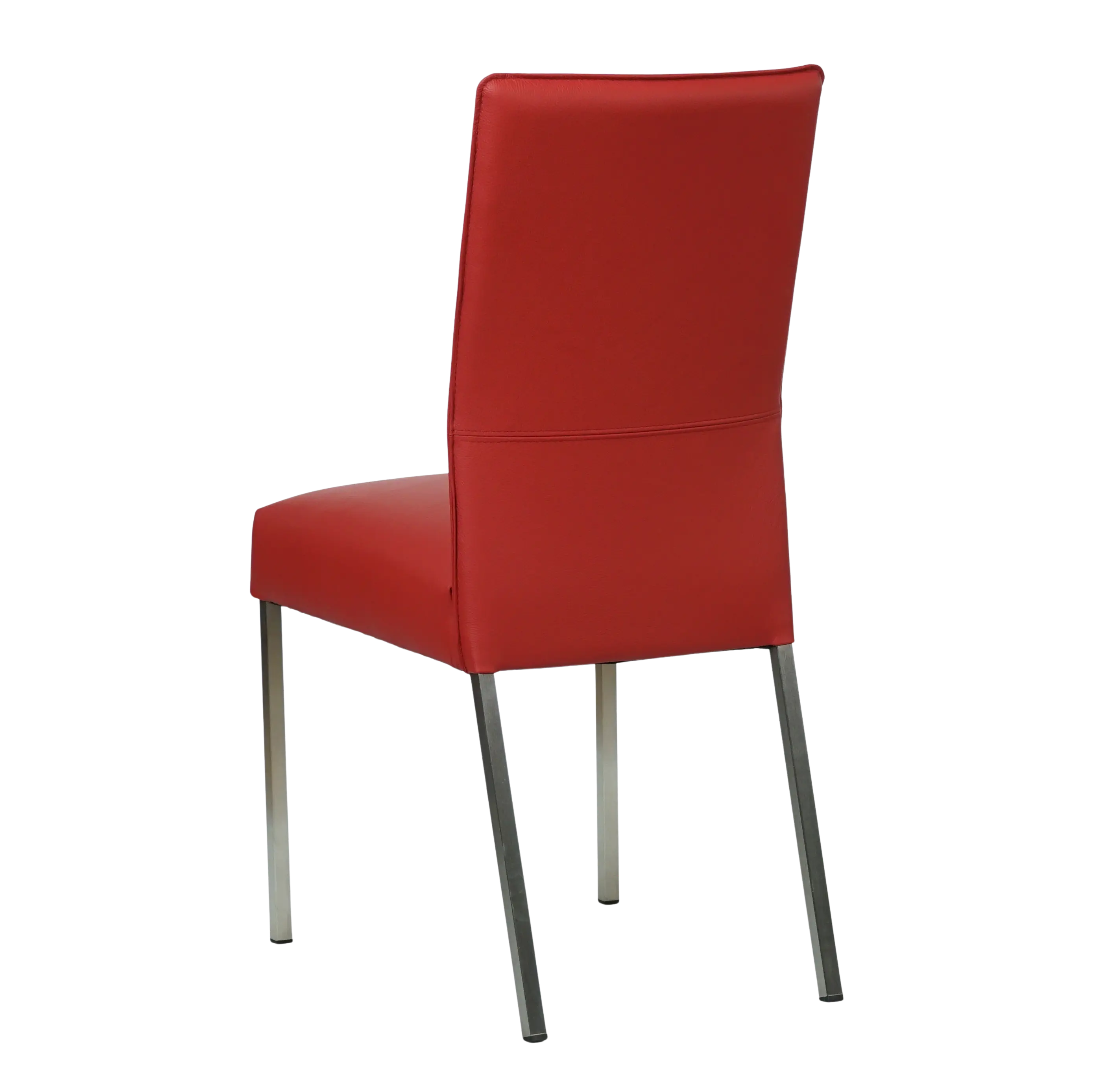 afbeelding van Leren eetkamerstoel Real - Toledo Ducati (rood) - Poten staal vierkant RVS