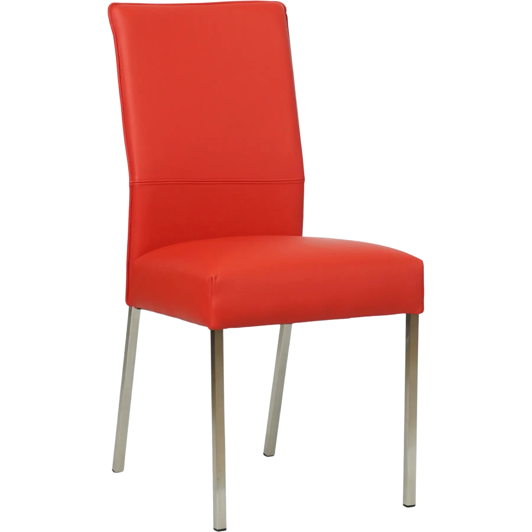 afbeelding van Leren eetkamerstoel Real - Toledo Ferrari (felrood) - Poten staal vierkant RVS