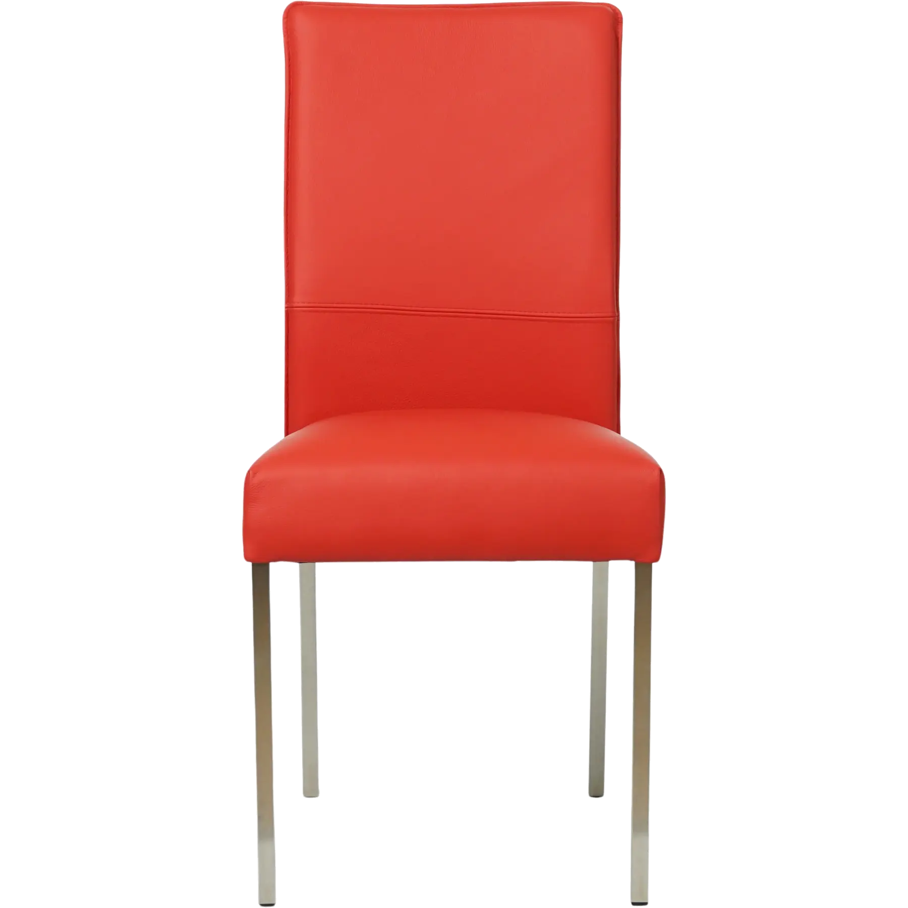 afbeelding van Leren eetkamerstoel Real - Toledo Ferrari (felrood) - Poten staal vierkant RVS