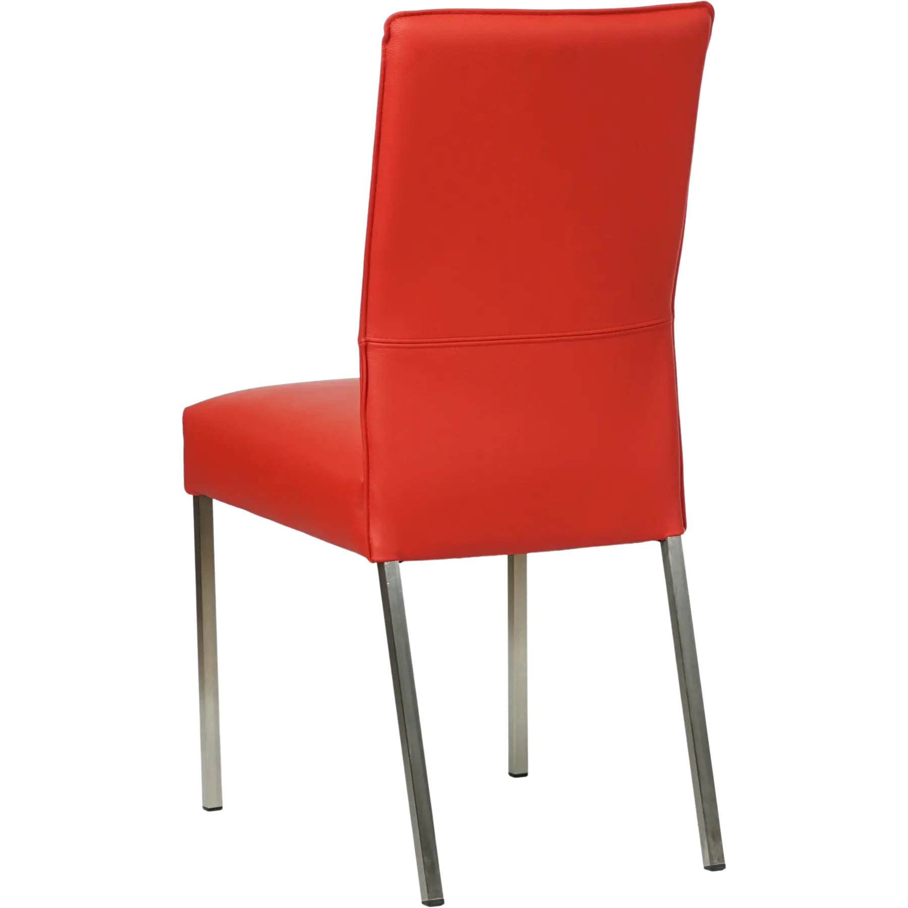 afbeelding van Leren eetkamerstoel Real - Toledo Ferrari (felrood) - Poten staal vierkant RVS