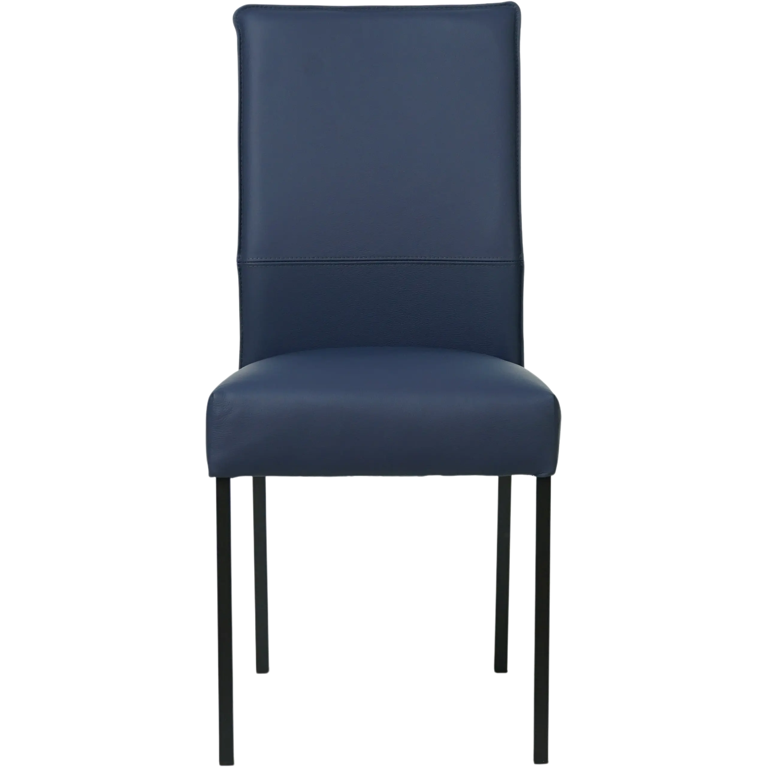 afbeelding van Leren eetkamerstoel Real - Toledo Kobalt (blauw) - Poten staal vierkant zwart