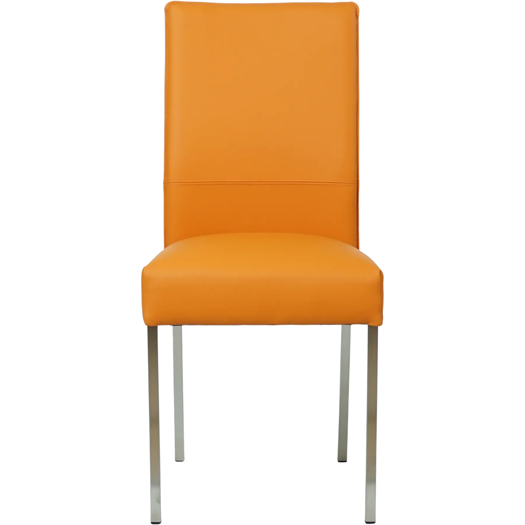 afbeelding van Leren eetkamerstoel Real - Toledo Mandarin (oranje) - Poten staal vierkant RVS