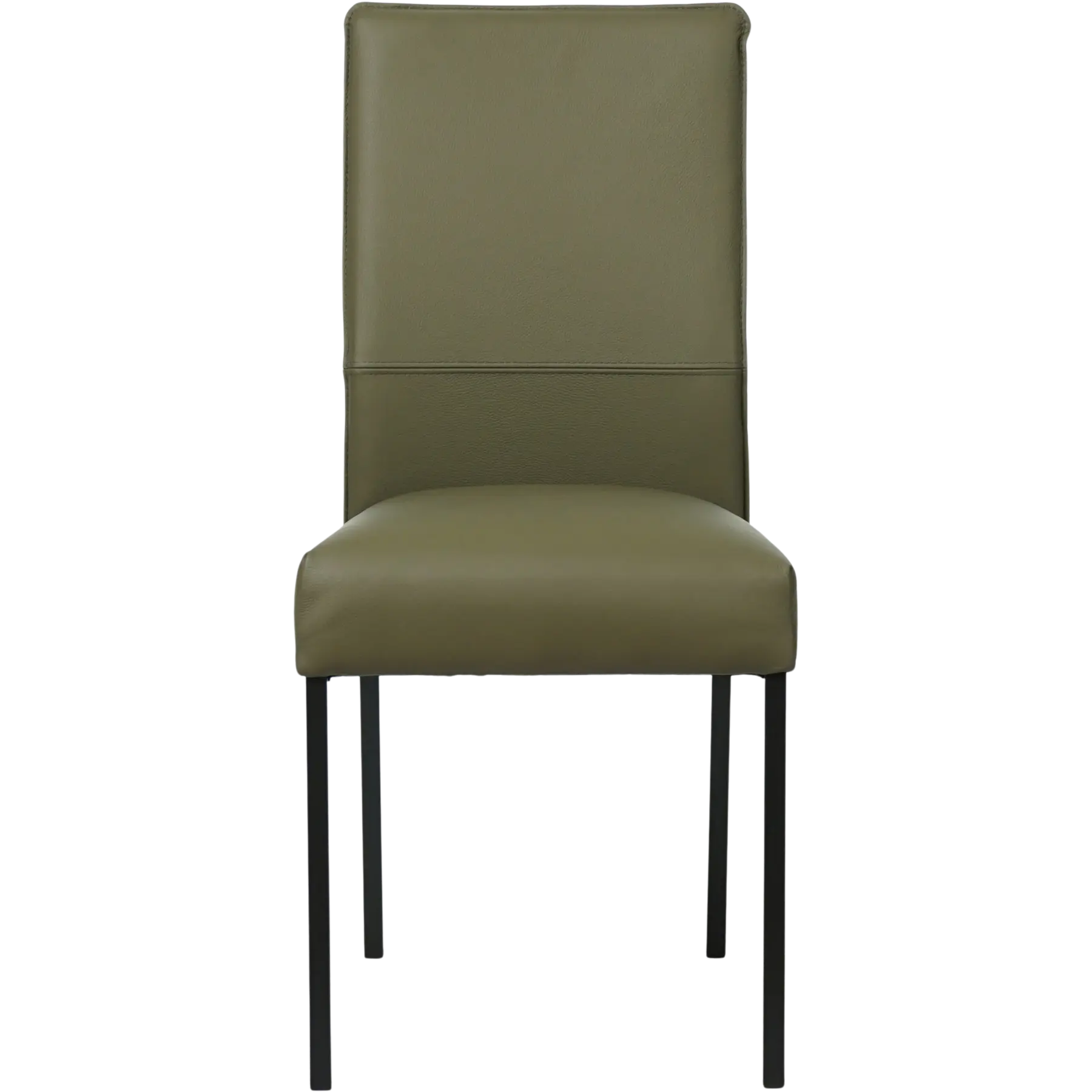 afbeelding van Leren eetkamerstoel Real - Toledo Olive (olijf/goen) - Poten staal vierkant zwart