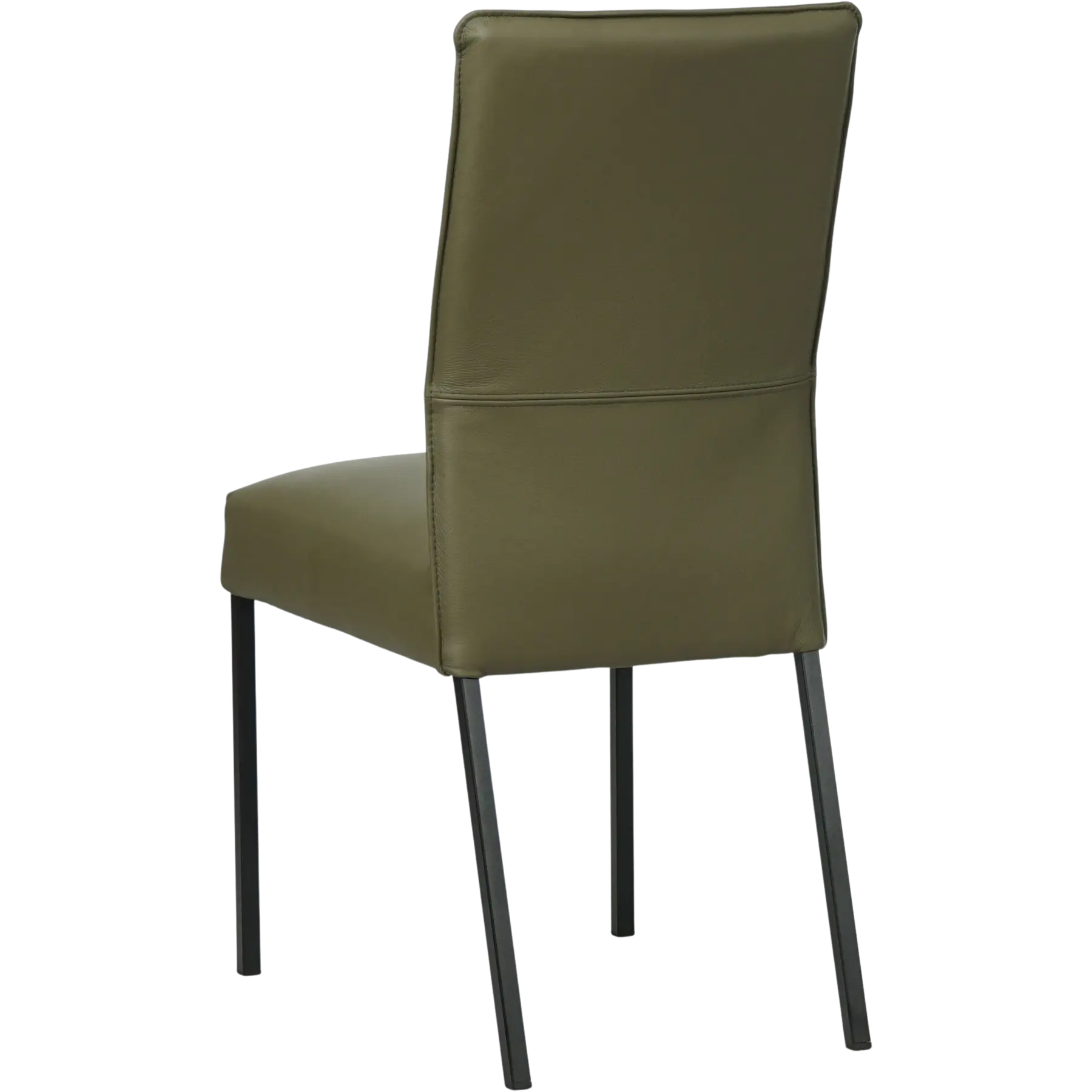 afbeelding van Leren eetkamerstoel Real - Toledo Olive (olijf/goen) - Poten staal vierkant zwart