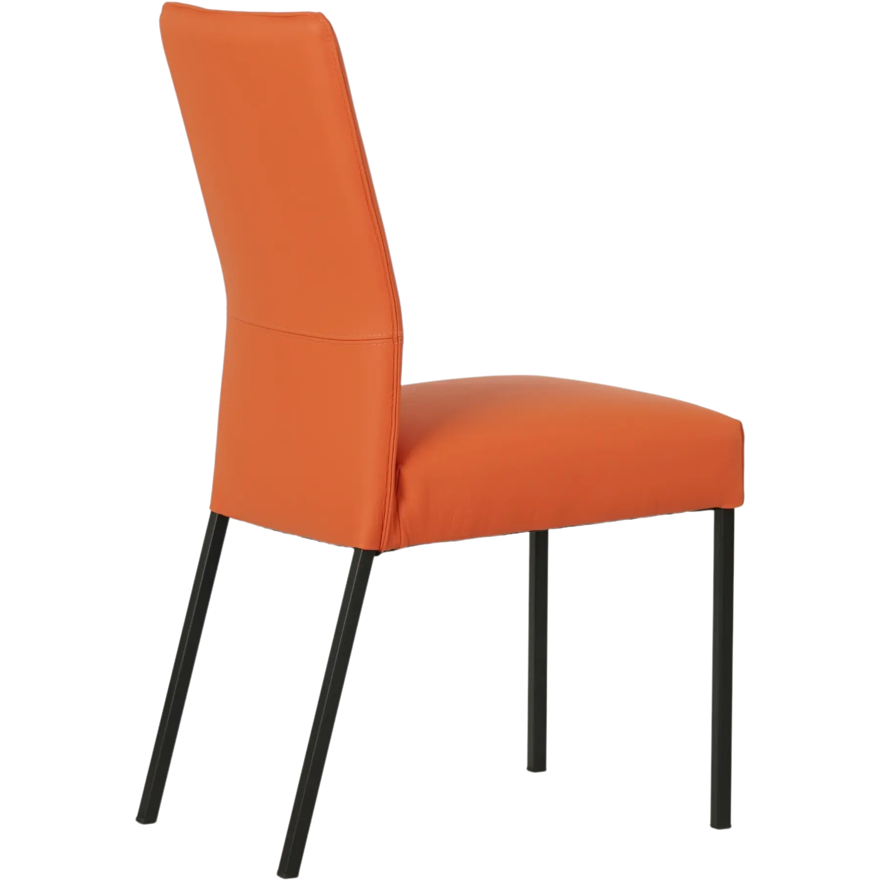 afbeelding van Leren eetkamerstoel Real - Toledo Orange (oranje) - Poten staal vierkant zwart