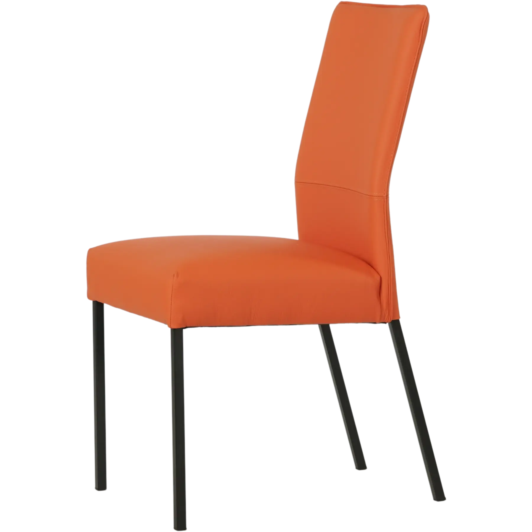 afbeelding van Leren eetkamerstoel Real - Toledo Orange (oranje) - Poten staal vierkant zwart