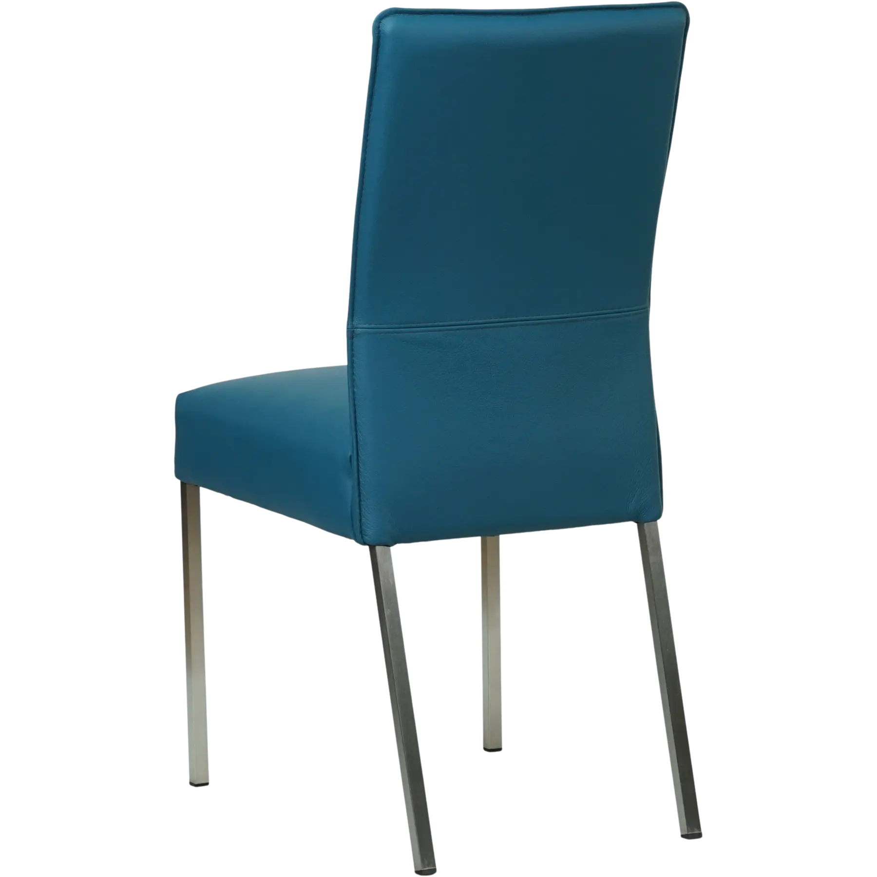 afbeelding van Leren eetkamerstoel Real - Toledo Turquoise (blauw) - Poten staal vierkant RVS