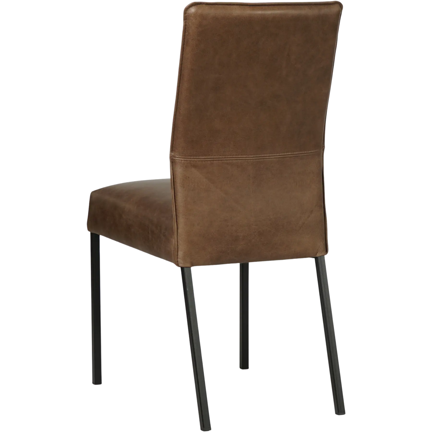 afbeelding van Leren eetkamerstoel Real - Vintage Brown (bruin) - Poten staal vierkant zwart