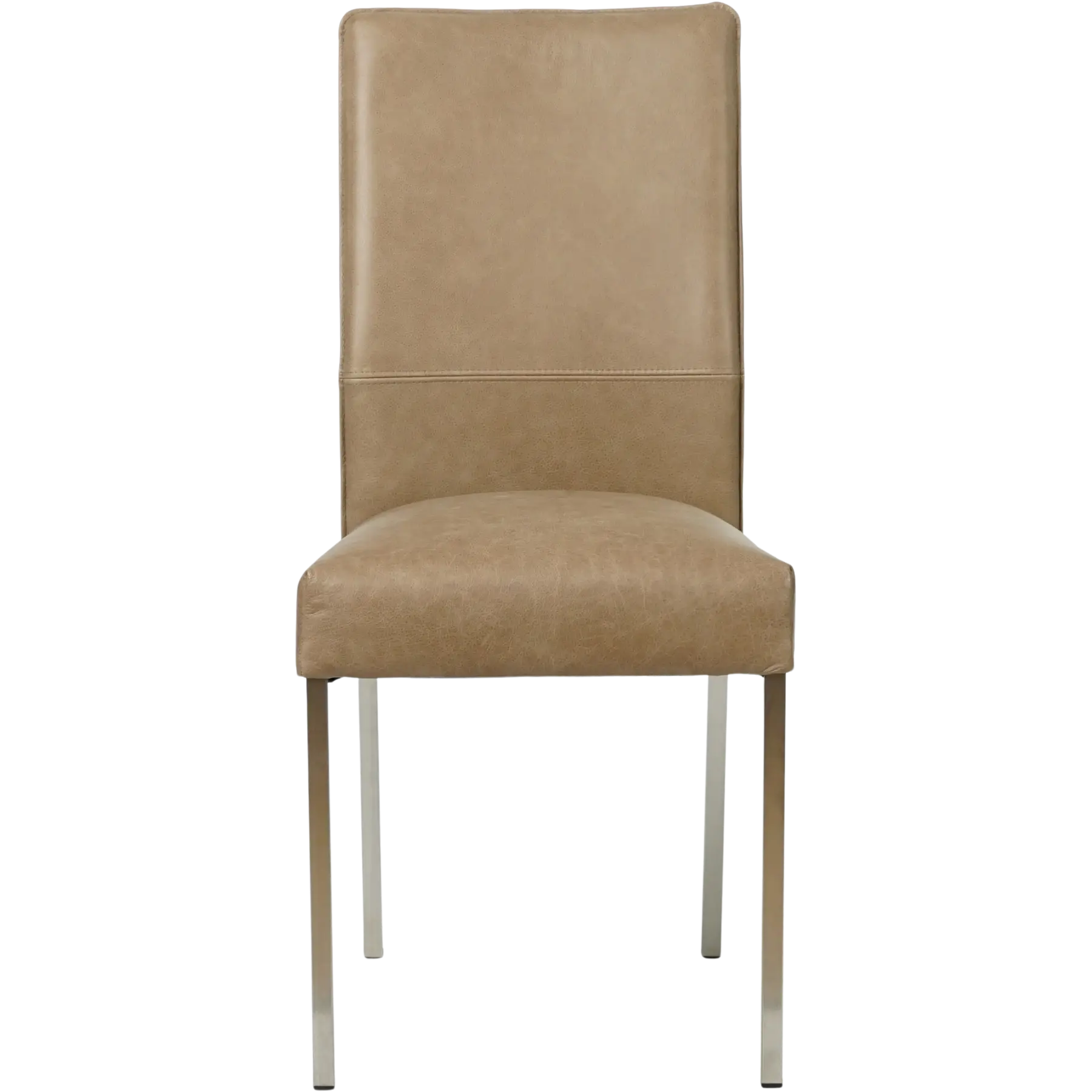 afbeelding van Leren eetkamerstoel Real - Vintage Taupe (taupe/bruin) - Poten staal vierkant RVS