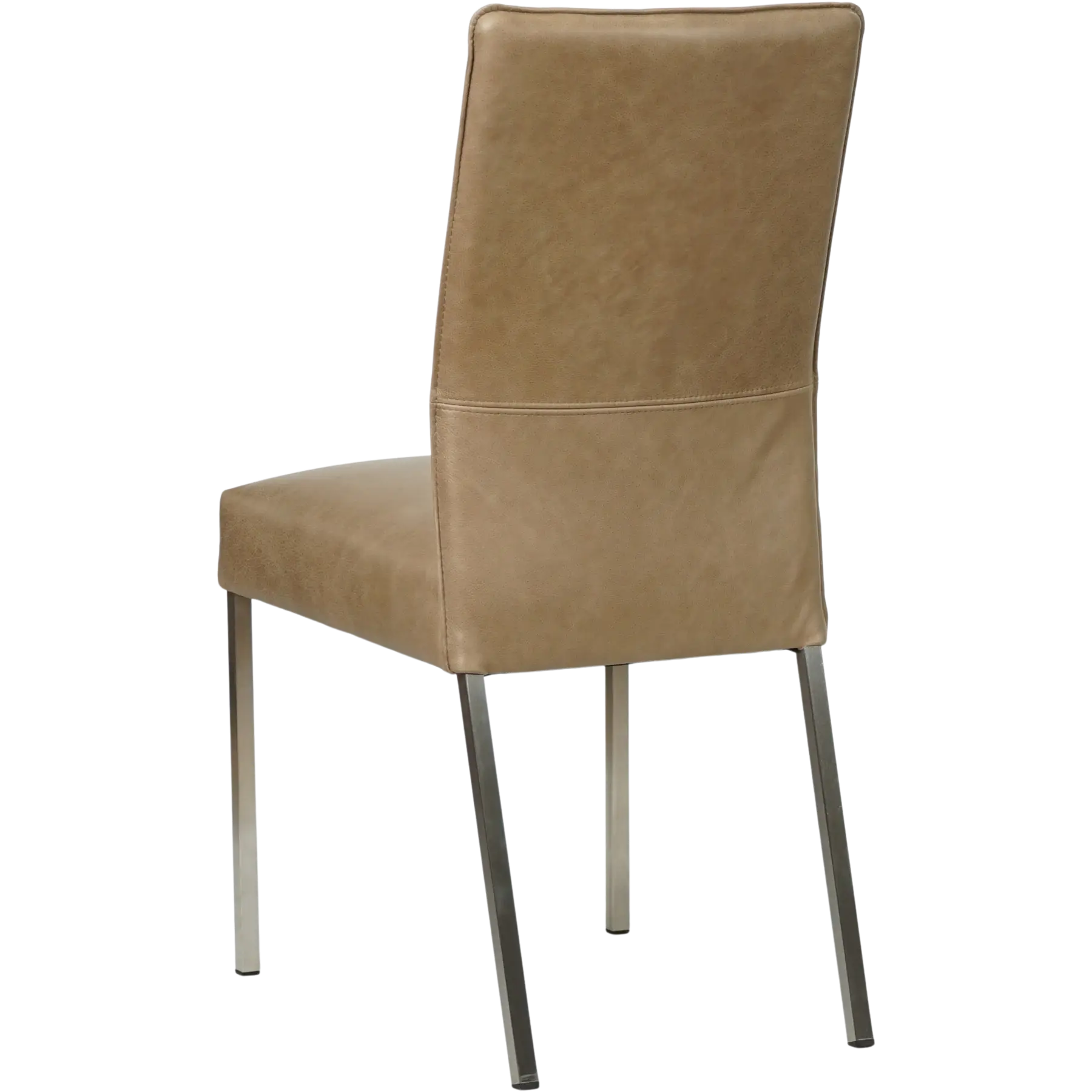 afbeelding van Leren eetkamerstoel Real - Vintage Taupe (taupe/bruin) - Poten staal vierkant RVS