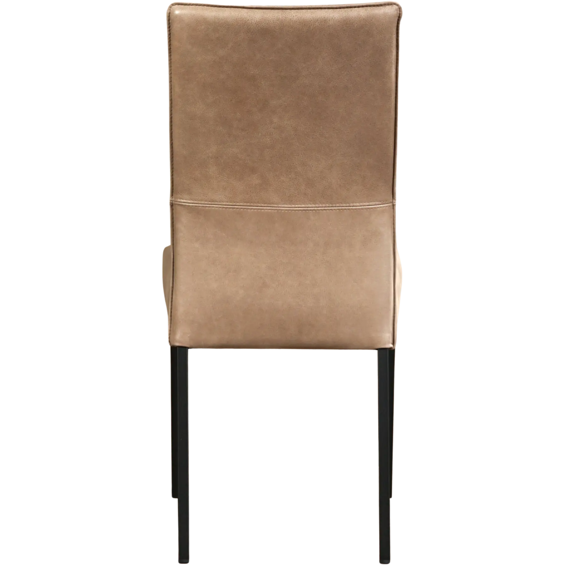 afbeelding van Leren eetkamerstoel Real - Vintage Taupe (taupe/bruin) - Poten staal vierkant zwart