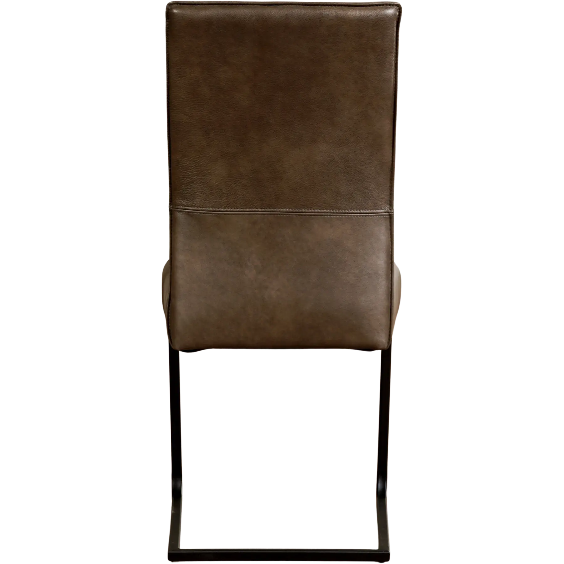 afbeelding van Leren eetkamerstoel Remix - Granada Ash (grijs/bruin) - Sledepoot staal vierkant zwart