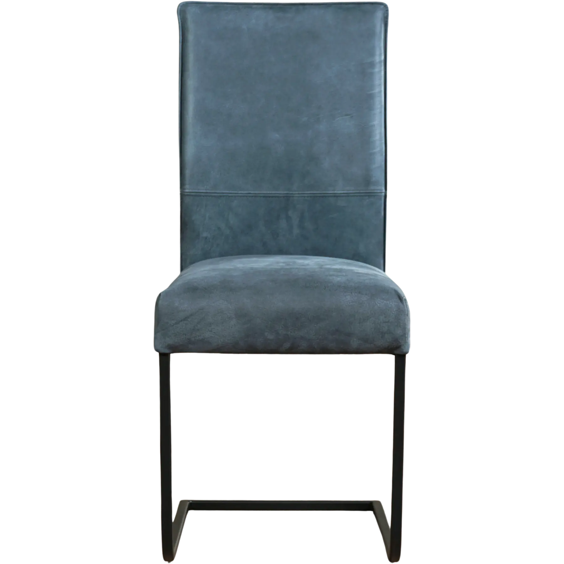 afbeelding van Leren eetkamerstoel Remix - Kenia Denim (blauw) - Sledepoot staal vierkant zwart