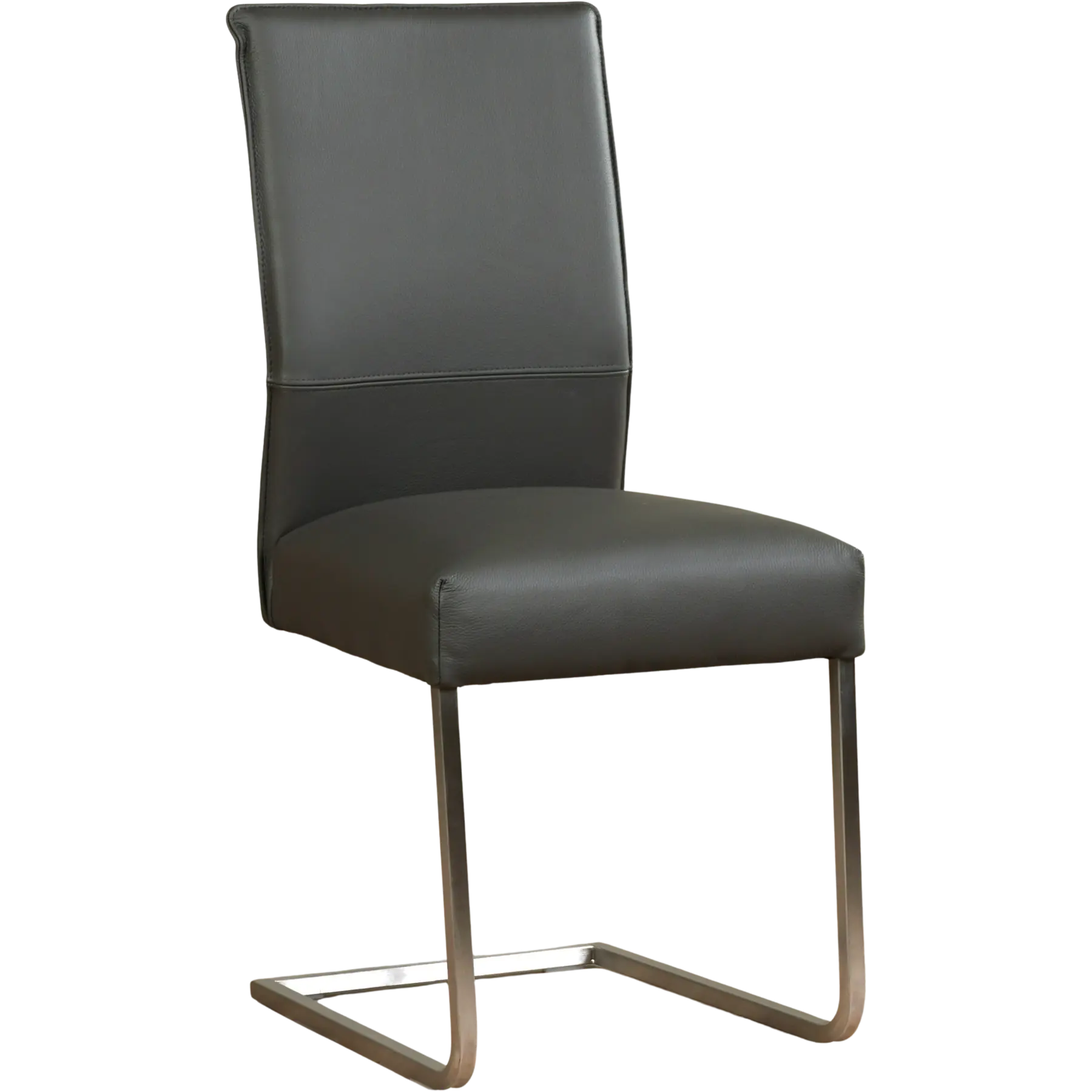 afbeelding van Leren eetkamerstoel Remix - Toledo Antracite (donkergrijs) - Sledepoot staal vierkant RVS