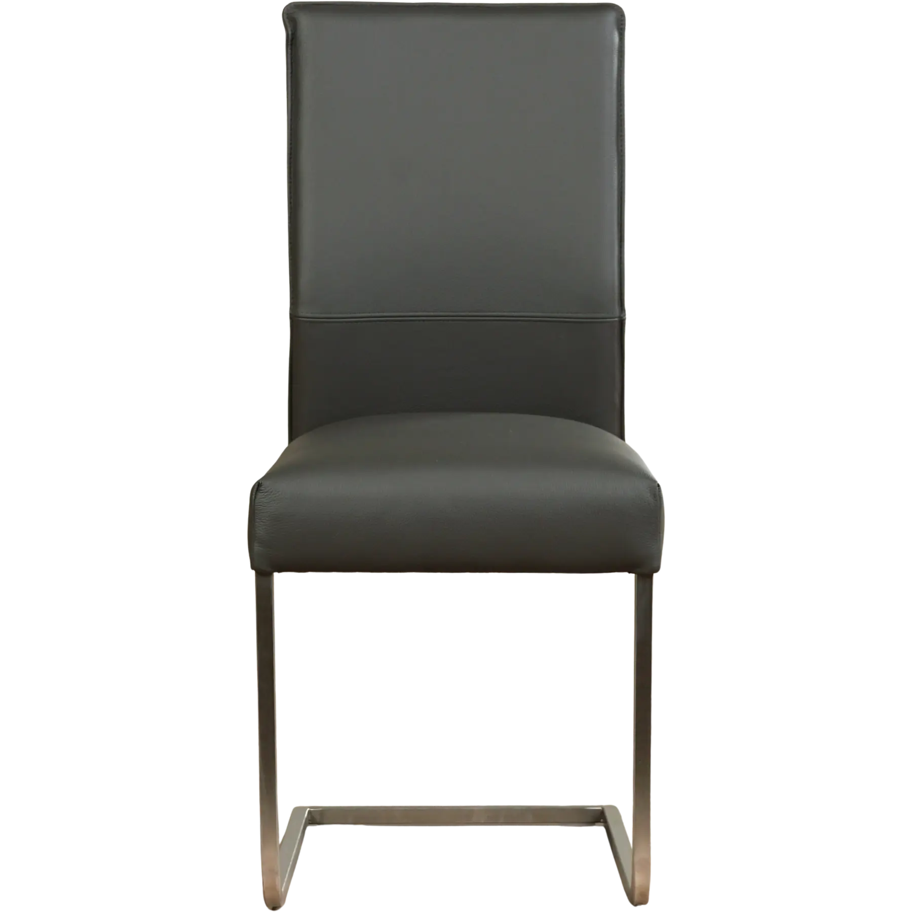 afbeelding van Leren eetkamerstoel Remix - Toledo Antracite (donkergrijs) - Sledepoot staal vierkant RVS