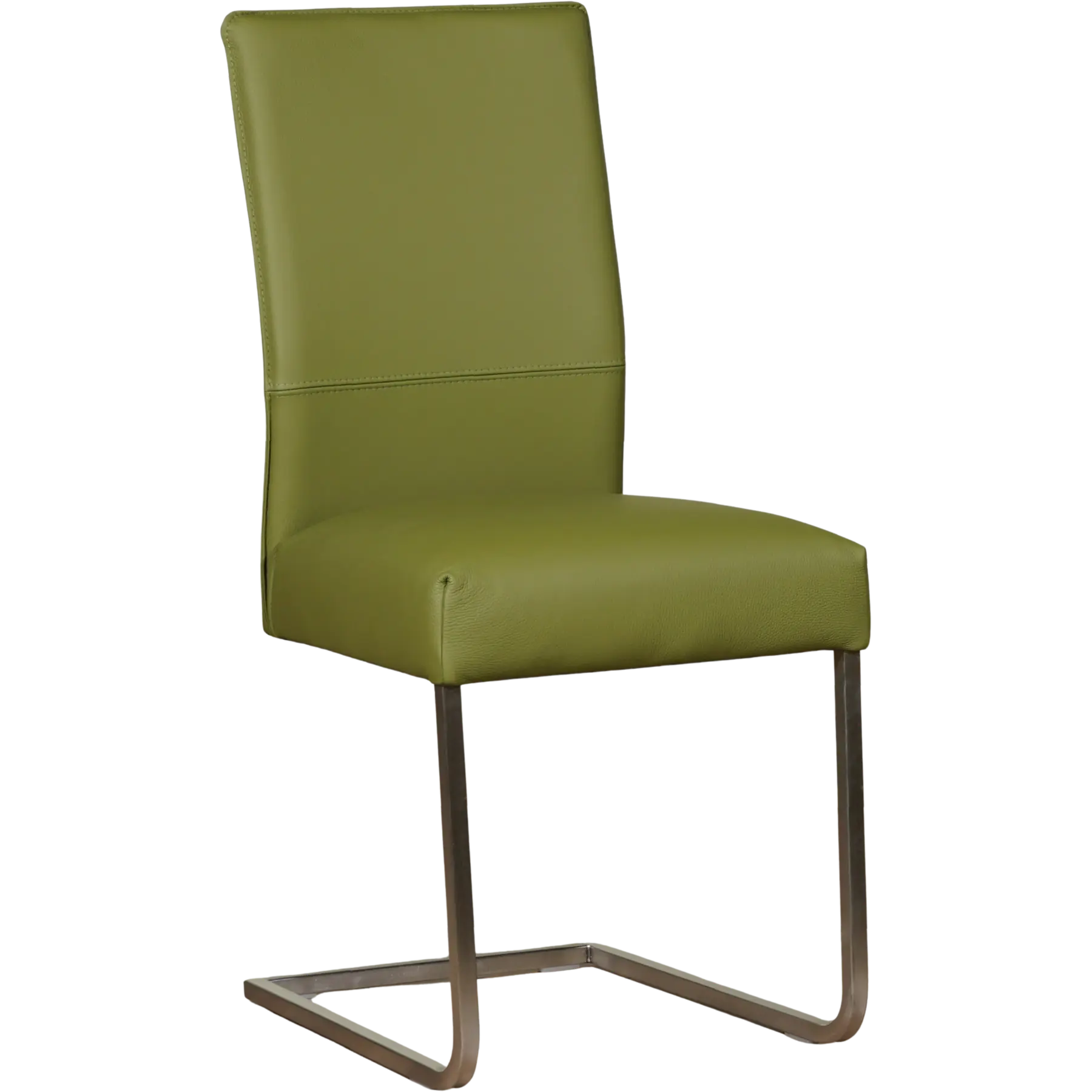 afbeelding van Leren eetkamerstoel Remix - Toledo Apple Green (groen) - Sledepoot staal vierkant RVS