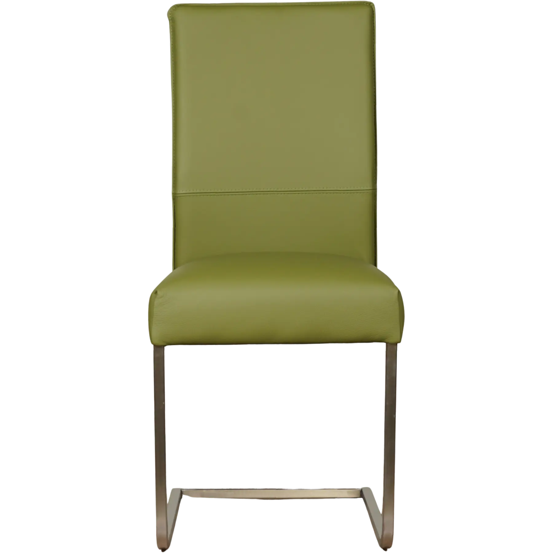 afbeelding van Leren eetkamerstoel Remix - Toledo Apple Green (groen) - Sledepoot staal vierkant RVS