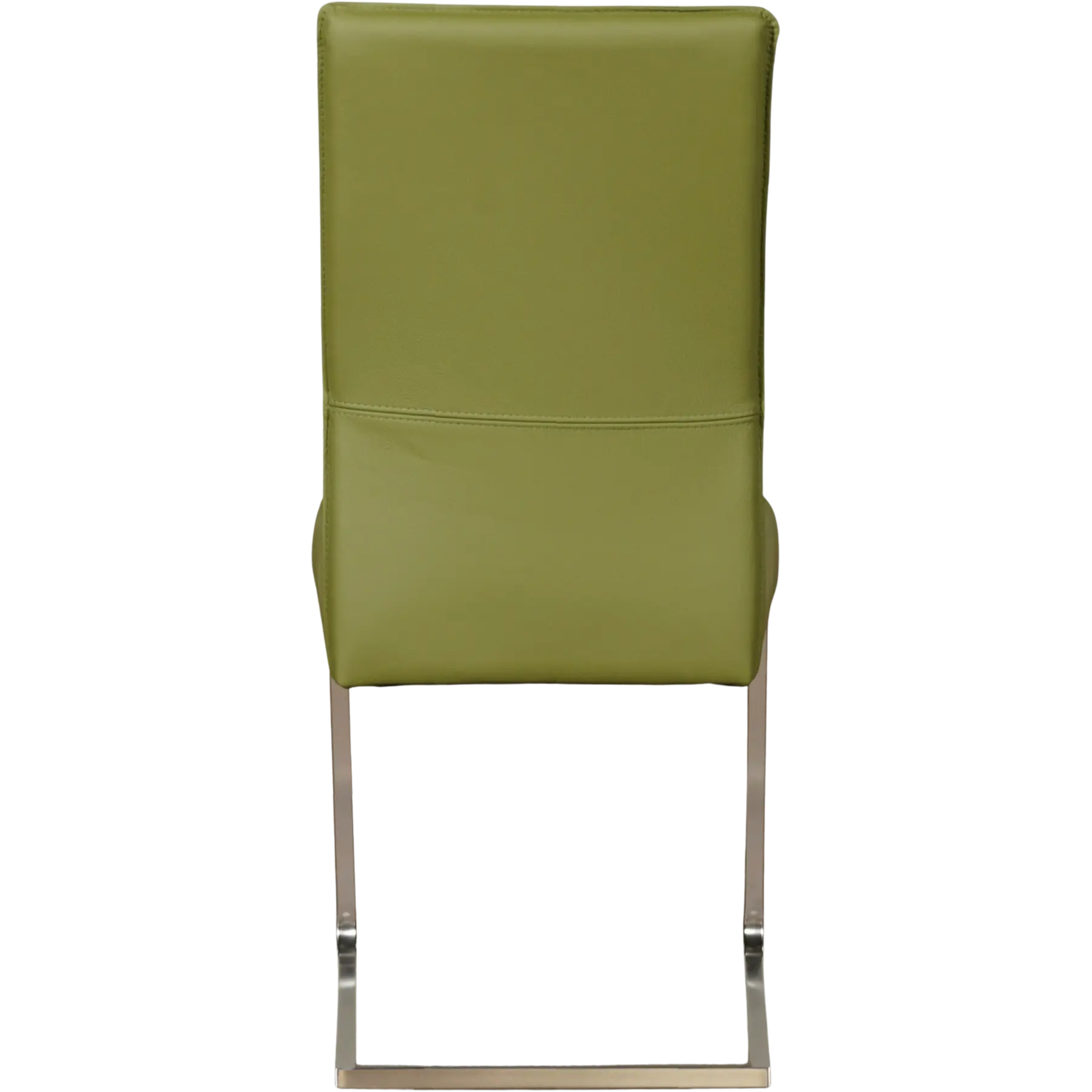 afbeelding van Leren eetkamerstoel Remix - Toledo Apple Green (groen) - Sledepoot staal vierkant RVS