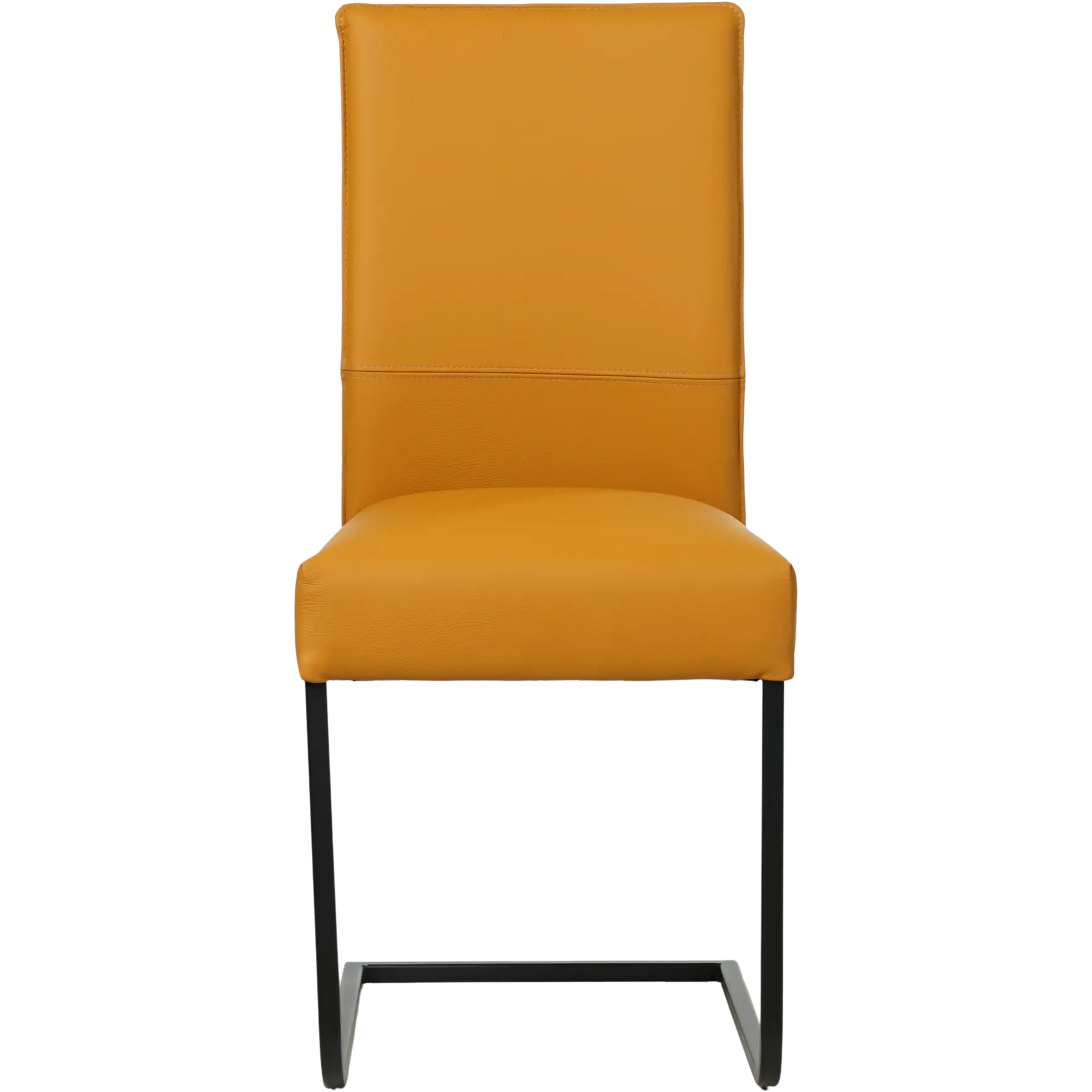 afbeelding van Leren eetkamerstoel Remix - Toledo Leem (geel/bruin) - Sledepoot staal vierkant zwart