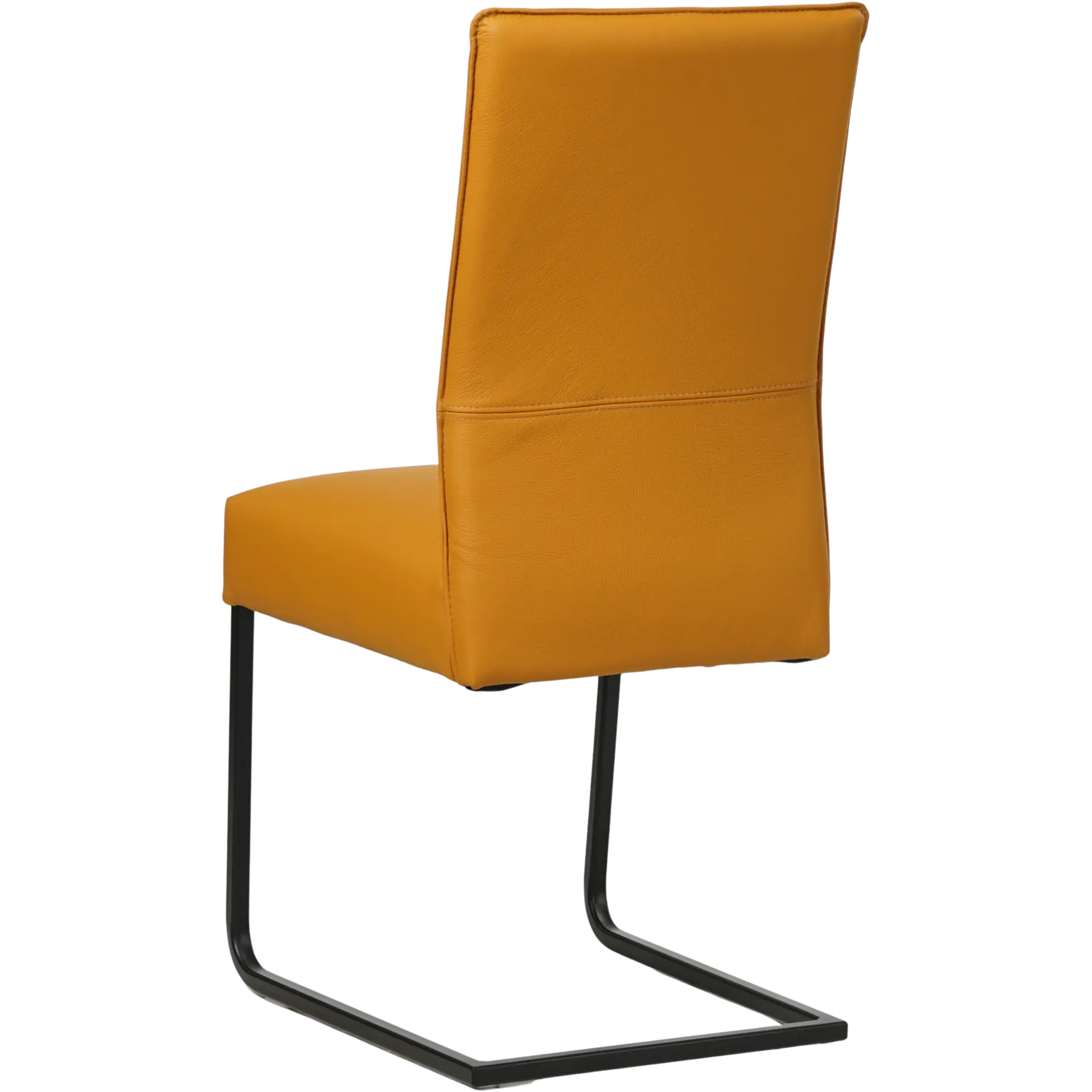 afbeelding van Leren eetkamerstoel Remix - Toledo Leem (geel/bruin) - Sledepoot staal vierkant zwart