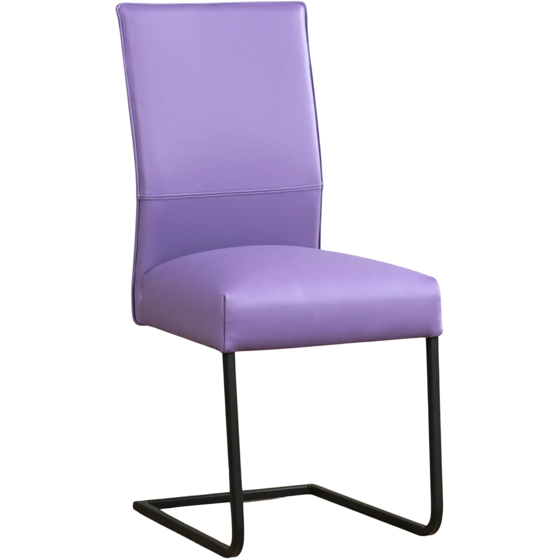 afbeelding van Leren eetkamerstoel Remix - Toledo Lila (lichtpaars) - Sledepoot staal vierkant zwart