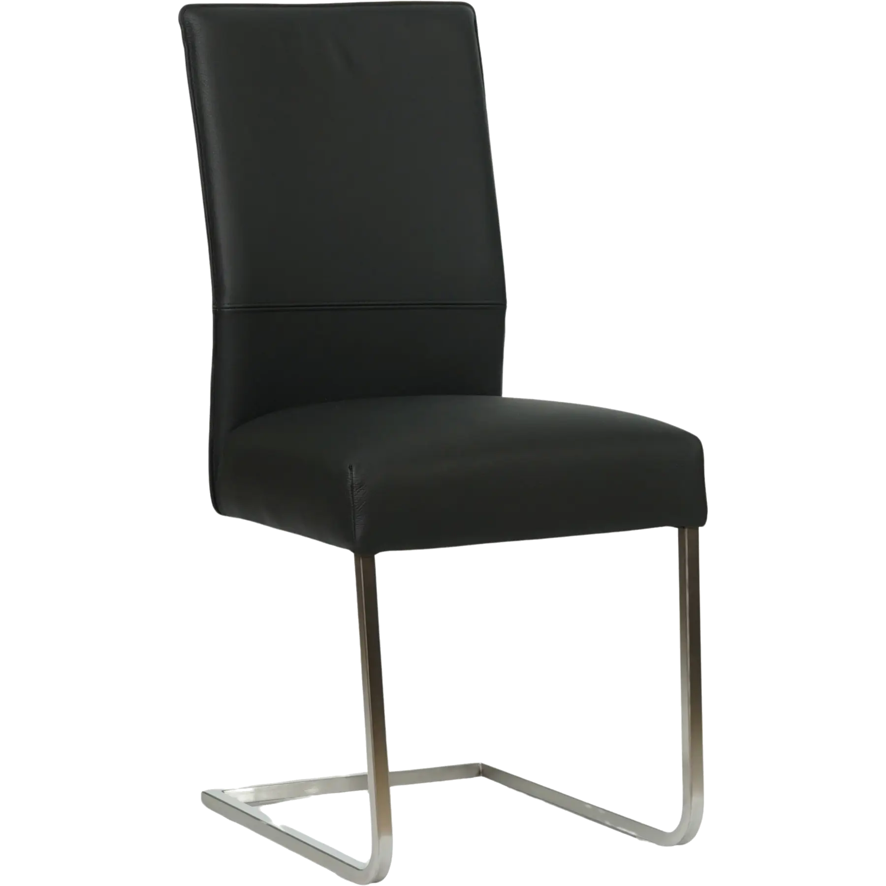 afbeelding van Leren eetkamerstoel Remix - Toledo Nero (zwart) - Sledepoot staal vierkant RVS