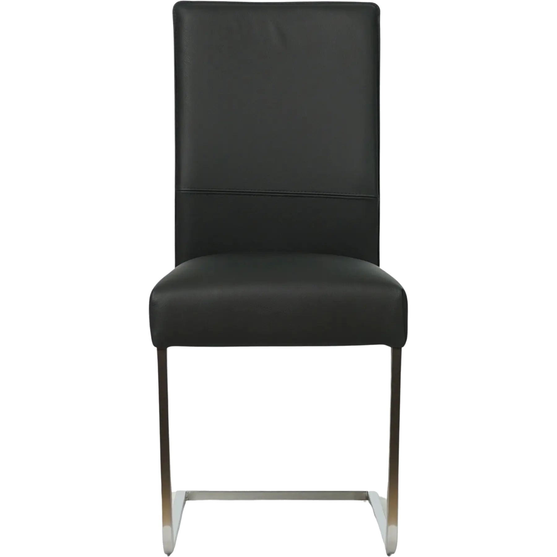 afbeelding van Leren eetkamerstoel Remix - Toledo Nero (zwart) - Sledepoot staal vierkant RVS