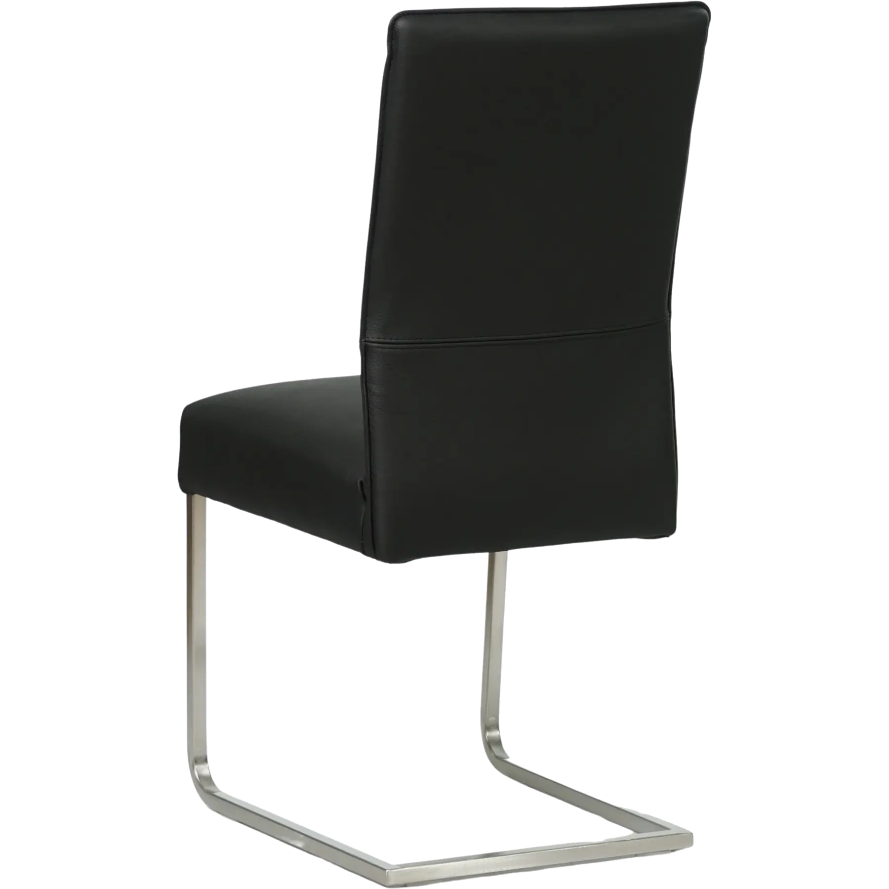 afbeelding van Leren eetkamerstoel Remix - Toledo Nero (zwart) - Sledepoot staal vierkant RVS