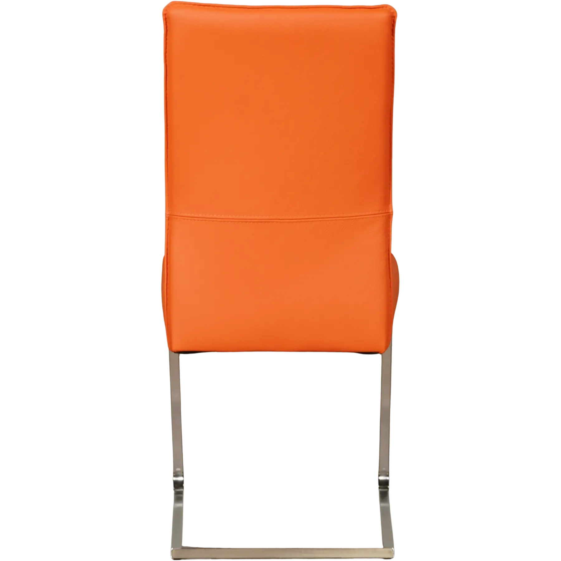 afbeelding van Leren eetkamerstoel Remix - Toledo Orange (oranje) - Sledepoot staal vierkant RVS