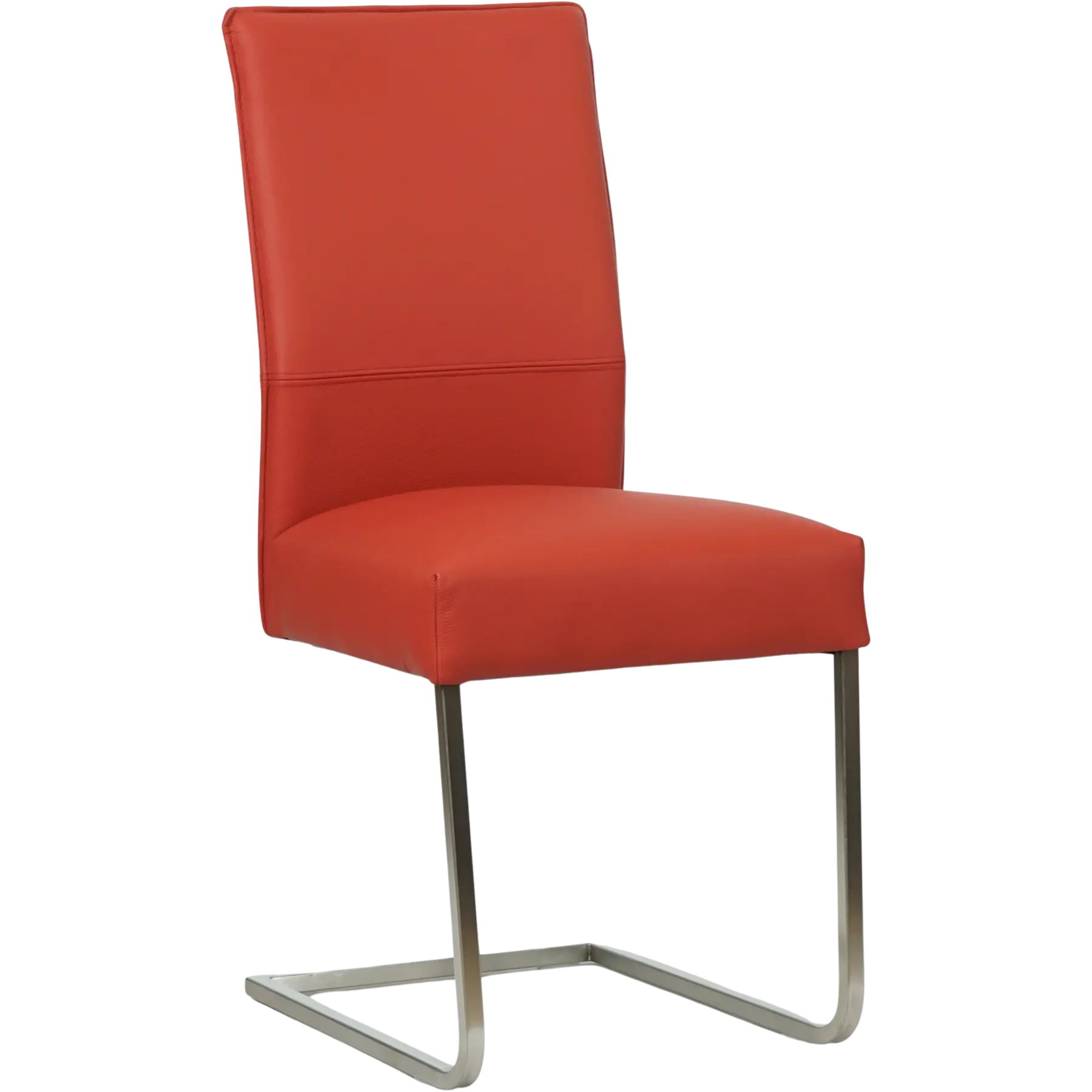 afbeelding van Leren eetkamerstoel Remix - Toledo Siegelstein (rood) - Sledepoot staal vierkant RVS