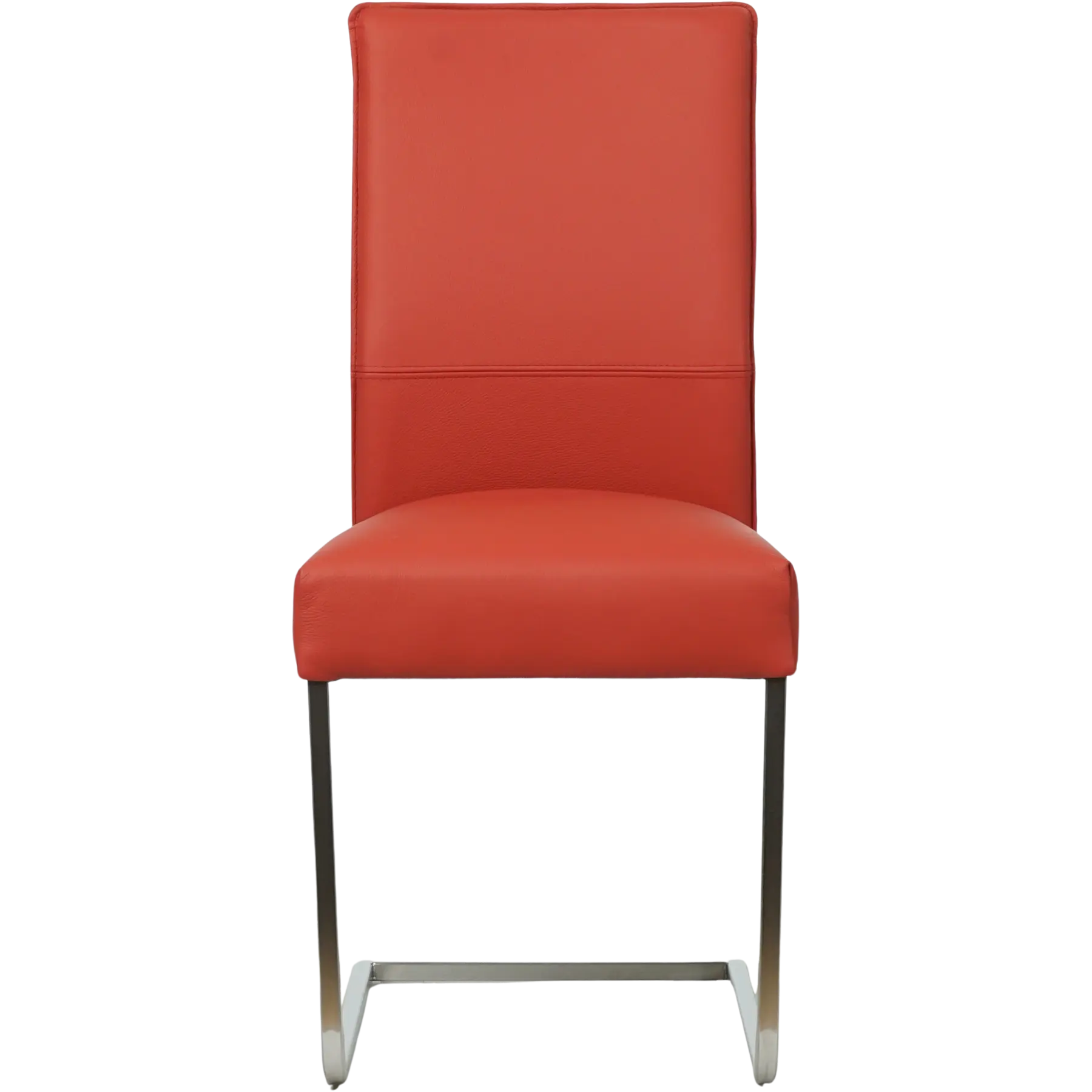 afbeelding van Leren eetkamerstoel Remix - Toledo Siegelstein (rood) - Sledepoot staal vierkant RVS