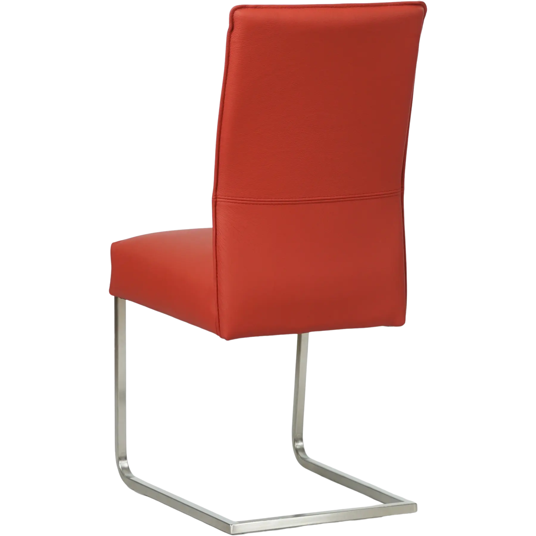 afbeelding van Leren eetkamerstoel Remix - Toledo Siegelstein (rood) - Sledepoot staal vierkant RVS