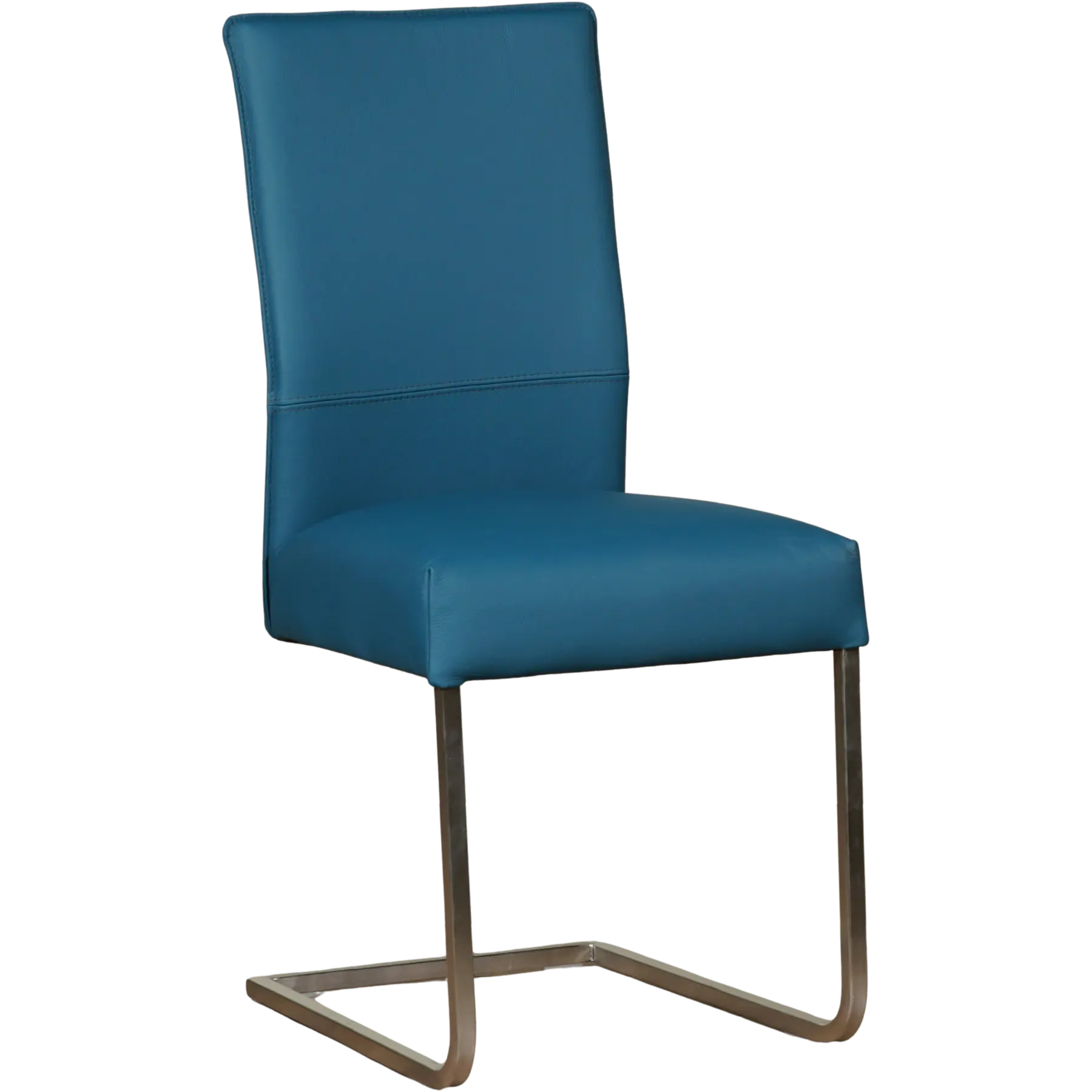 afbeelding van Leren eetkamerstoel Remix - Toledo Turquoise (blauw) - Sledepoot staal vierkant RVS