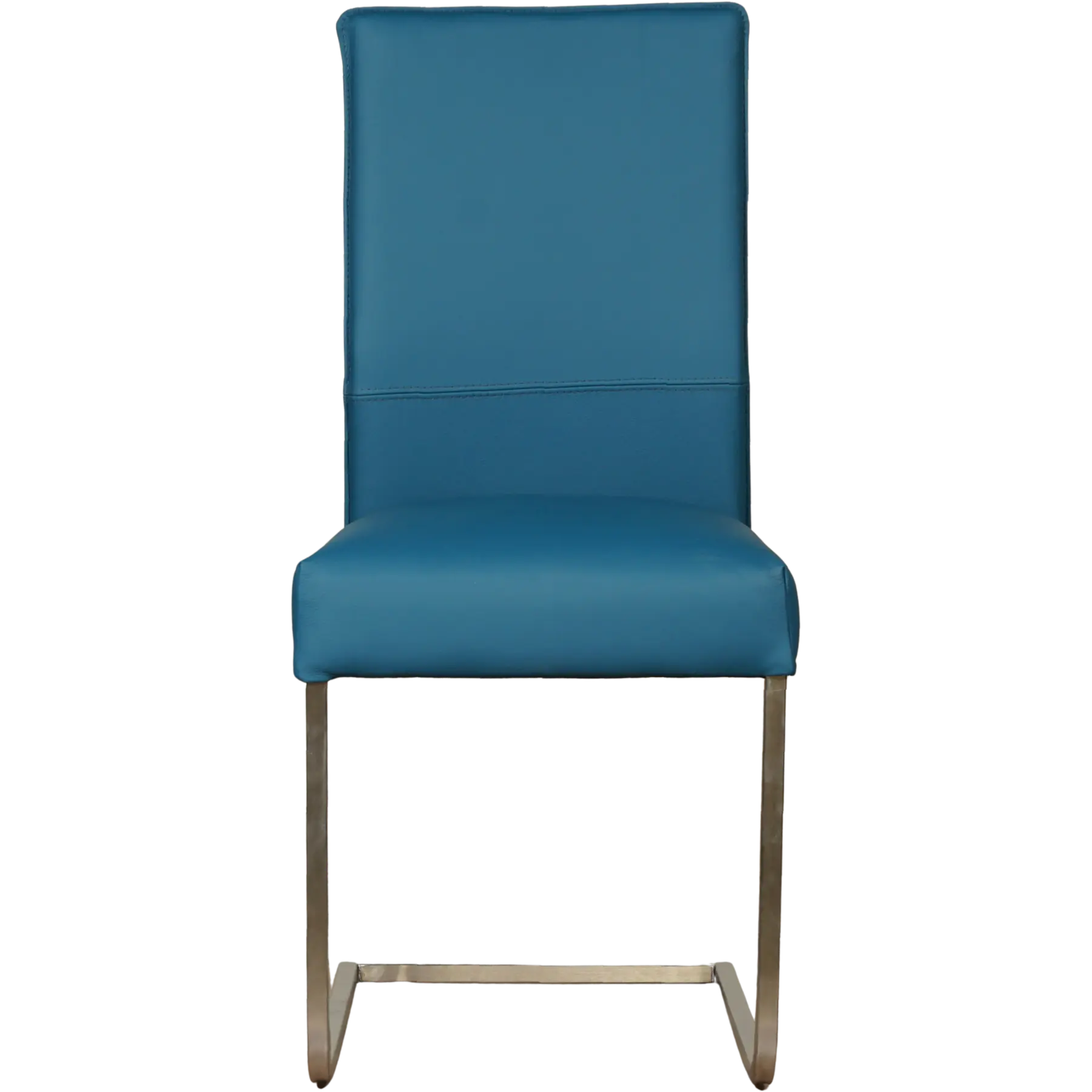 afbeelding van Leren eetkamerstoel Remix - Toledo Turquoise (blauw) - Sledepoot staal vierkant RVS