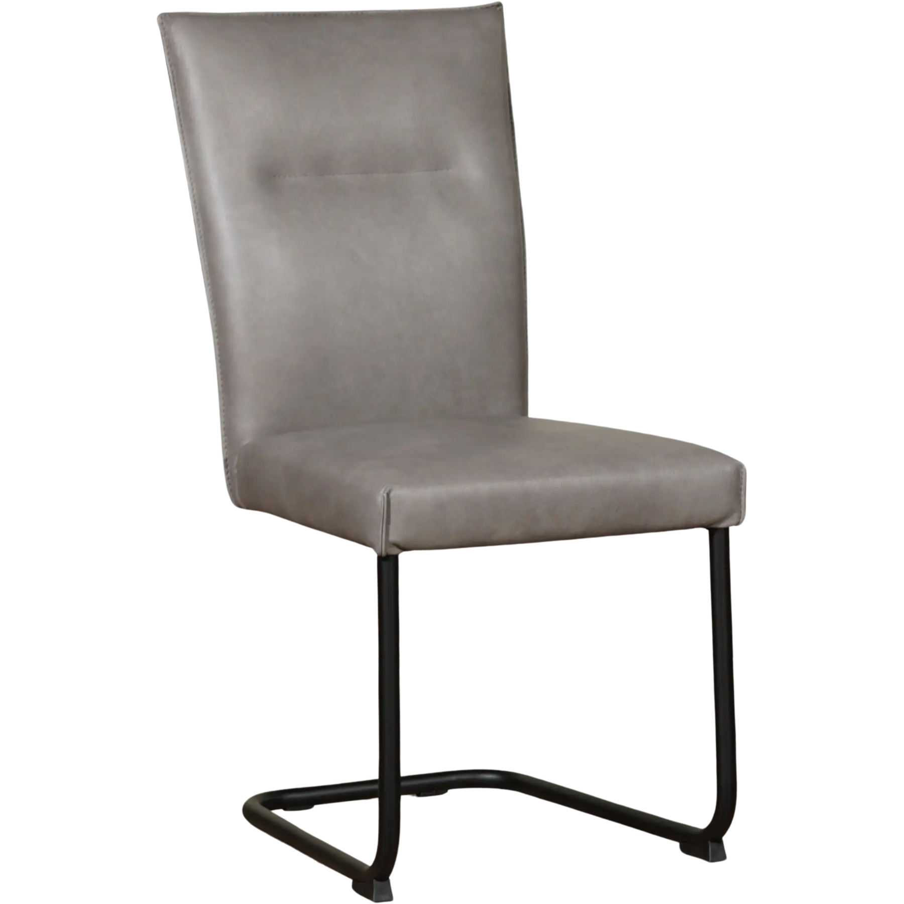 afbeelding van Leren eetkamerstoel Retro - Granada Steel (grijs) - Sledepoot staal rond zwart