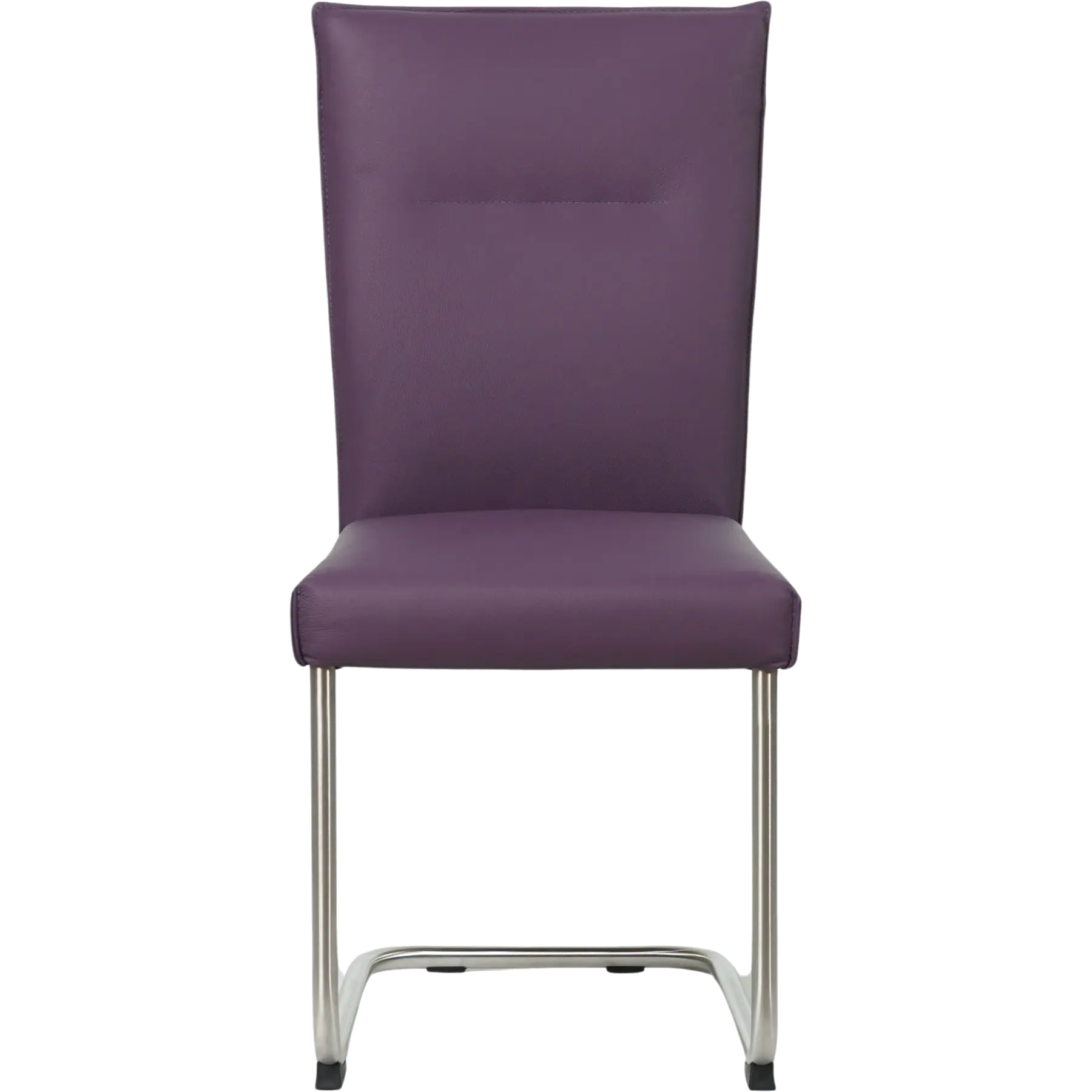 afbeelding van Leren eetkamerstoel Retro - Toledo Aubergine (paars) - Sledepoot staal rond RVS