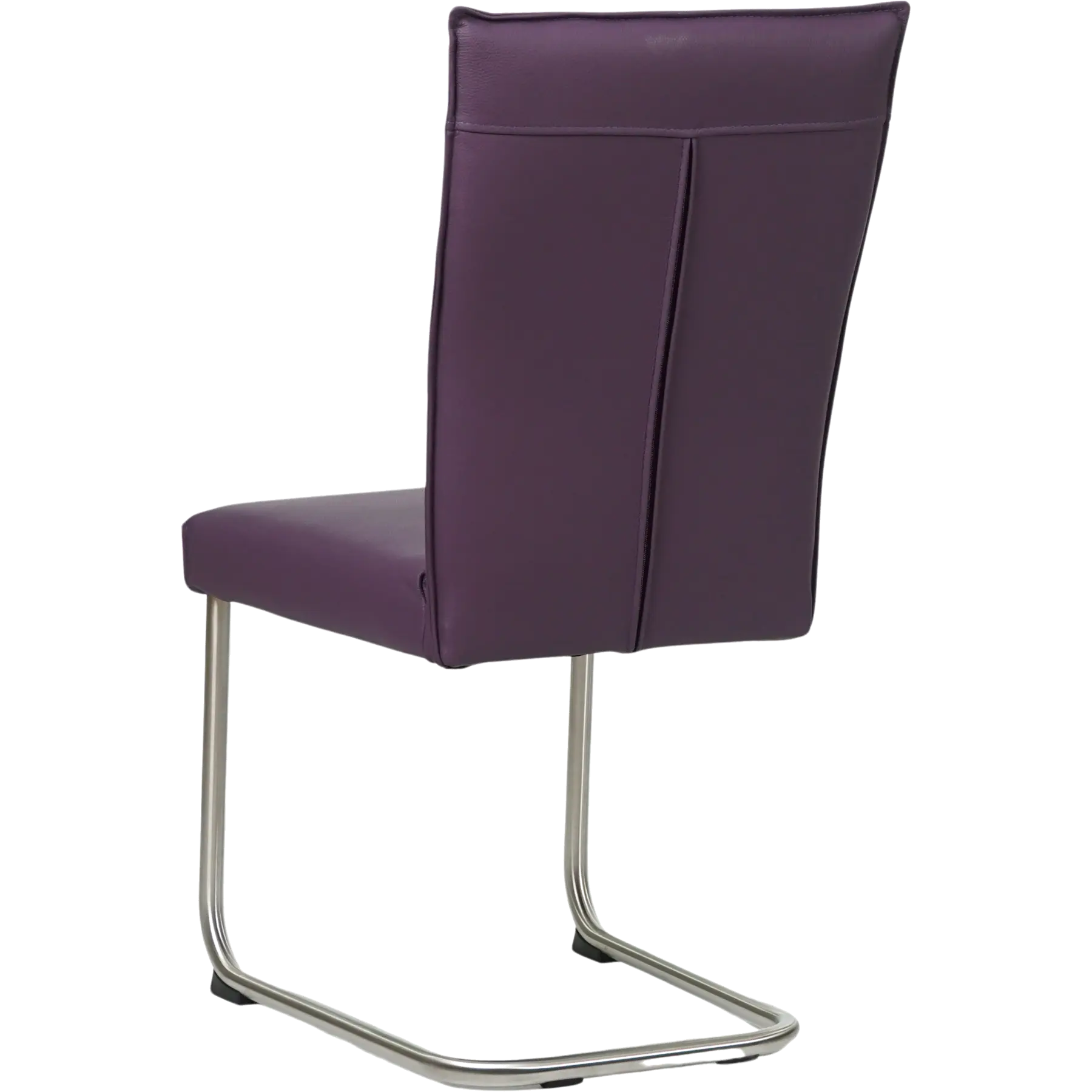 afbeelding van Leren eetkamerstoel Retro - Toledo Aubergine (paars) - Sledepoot staal rond RVS
