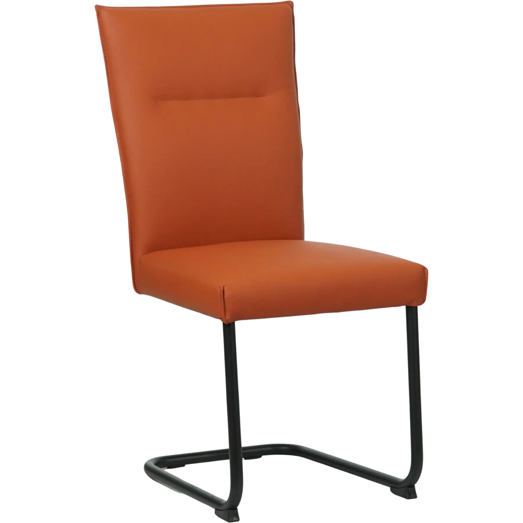 afbeelding van Leren eetkamerstoel Retro - Toledo Cotto (cognac) - Sledepoot staal rond zwart