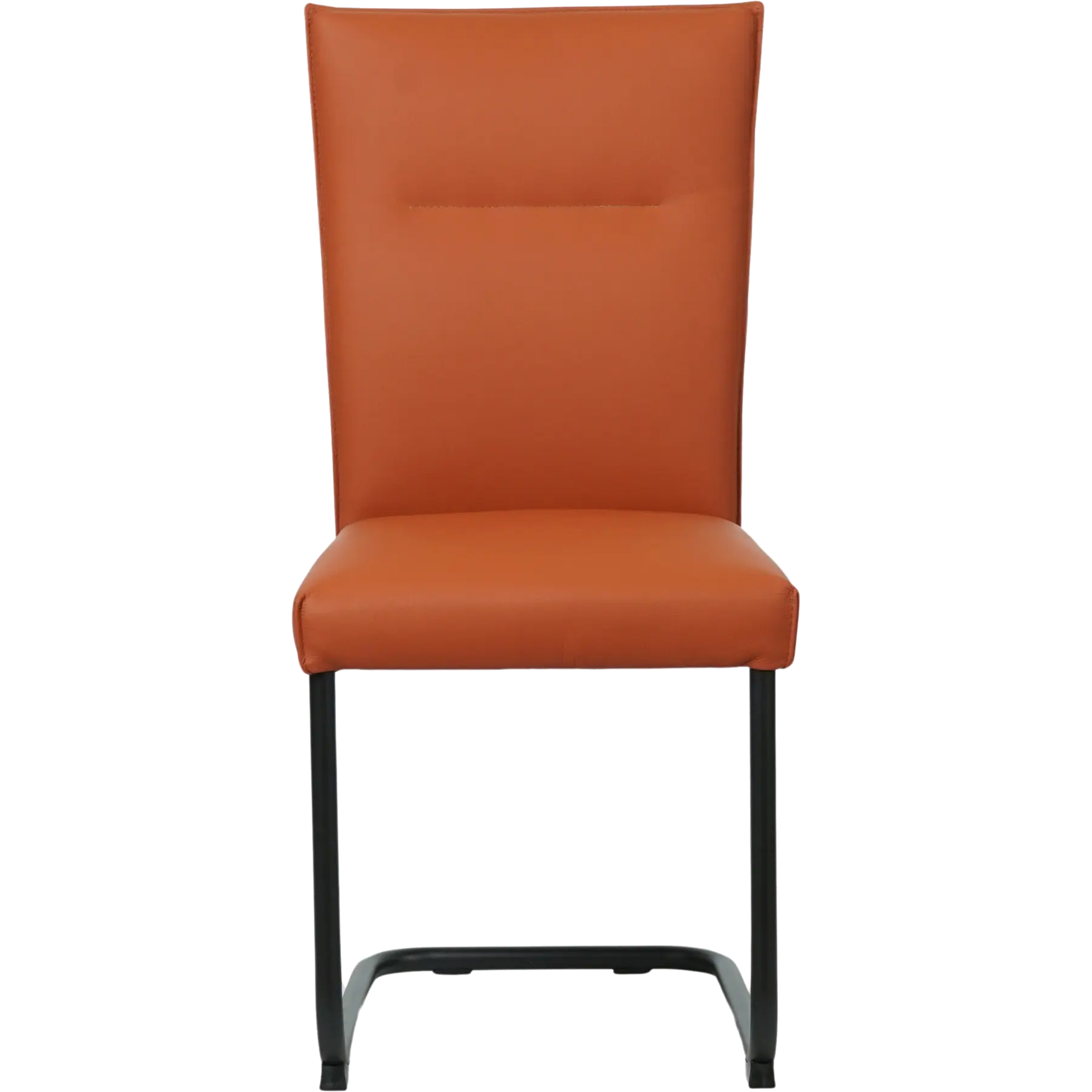 afbeelding van Leren eetkamerstoel Retro - Toledo Cotto (cognac) - Sledepoot staal rond zwart