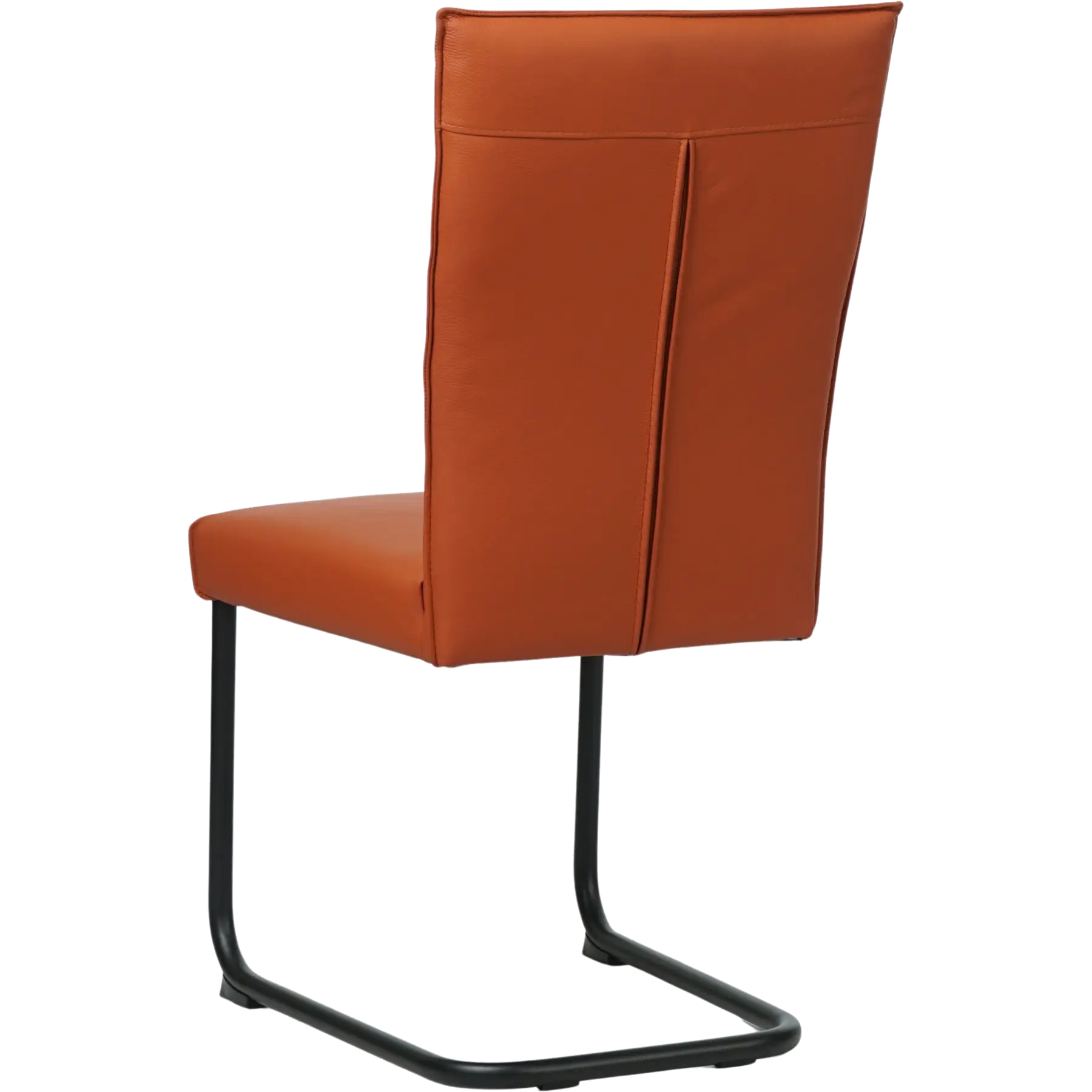 afbeelding van Leren eetkamerstoel Retro - Toledo Cotto (cognac) - Sledepoot staal rond zwart